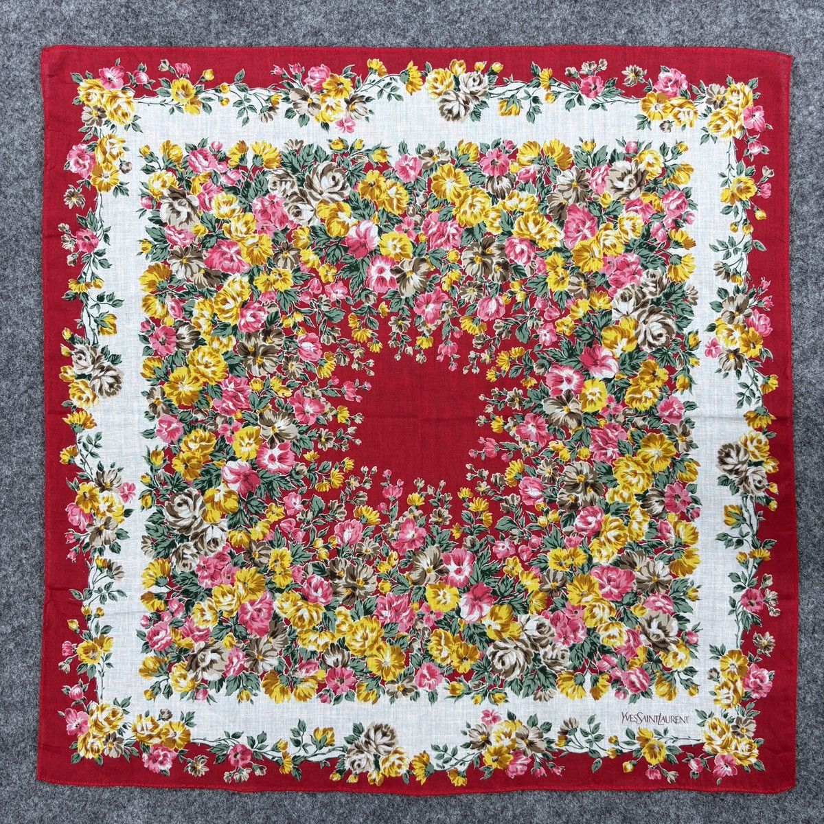 Vintage YSL Floral Handkerchief # E056 # Bandana # Neckerchief Size ONE SIZE - 2 Thumbnail