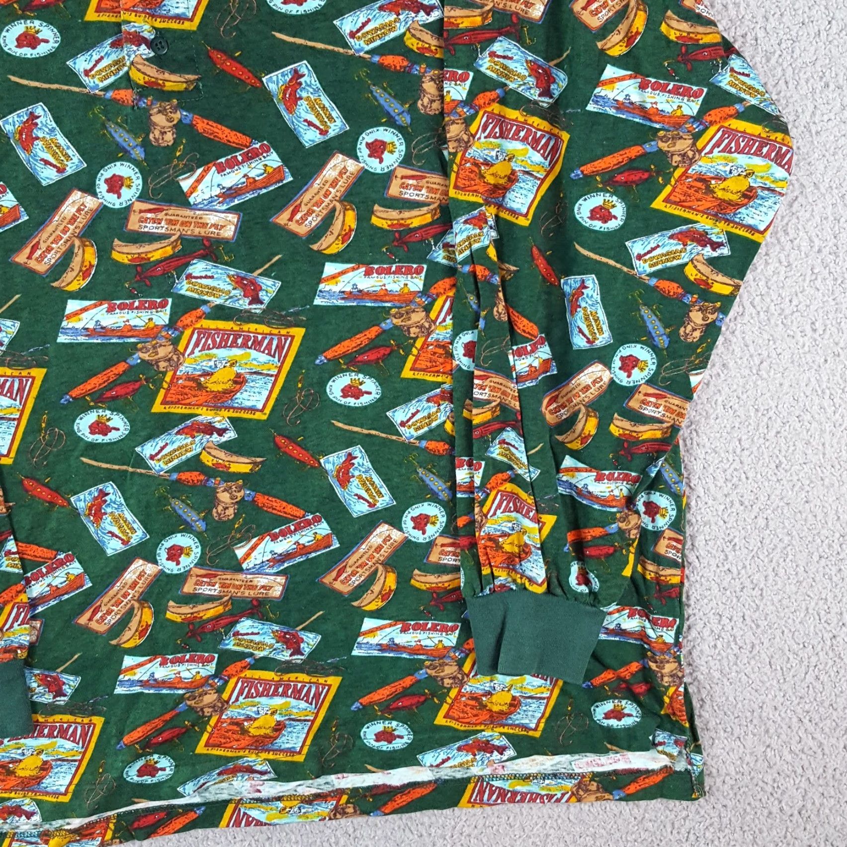 Vintage VINTAGE Sauce Polo Shirt Shirt XL Green Fisherman All Over Print Button Collar Polo Shirt 90s Outdoor Fashion Size US XL / EU 56 / 4 - 3 Thumbnail
