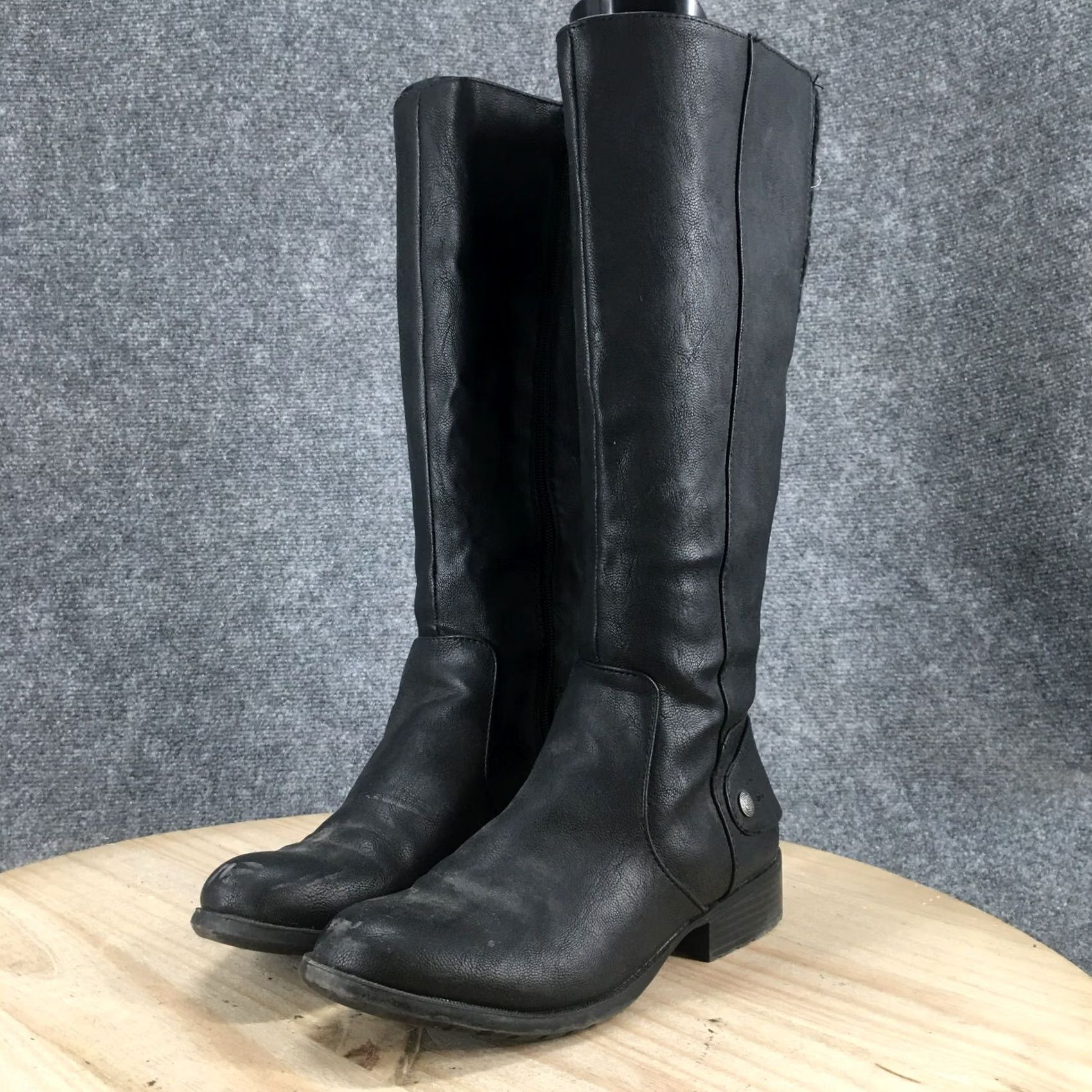 Vintage LifeStride Boots Womens 8 M Xyloid Tall Riding Black Faux Leather Side Zip Cuban - Luxury Fashion Size US 8 / IT 38 - 4 Thumbnail