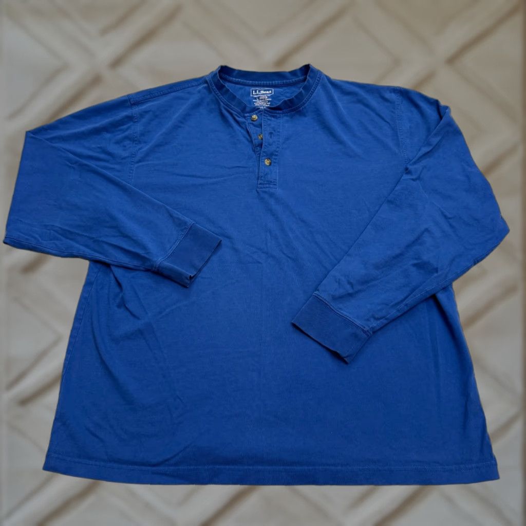 Vintage L.L. Bean Traditional Fit Henley Long Sleeve Shirt Mens Large Blue Cotton Casual Size US L / EU 52-54 / 3 - 1 Thumbnail