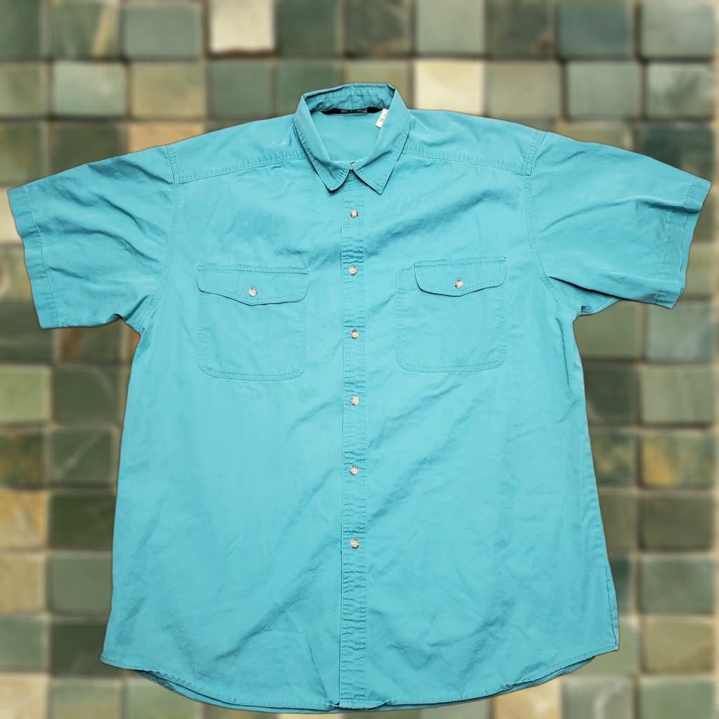 The North Face VINTAGE The North Face Shirt Mens XL Blue Green Button Short Sleeve Outdoor Twill Size US XL / EU 56 / 4 - 1 Thumbnail