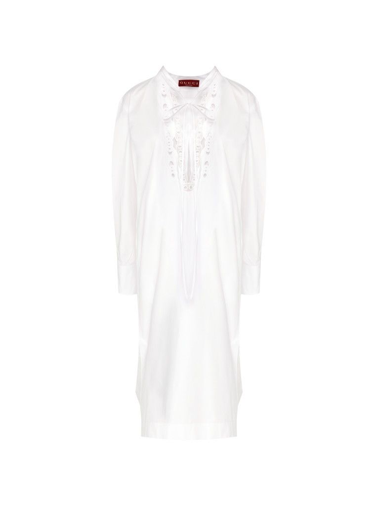Gucci o1B3y1r0526 Cotton Poplin Shirt Dress in White Size M / US 6-8 / IT 42-44 - 1 Thumbnail