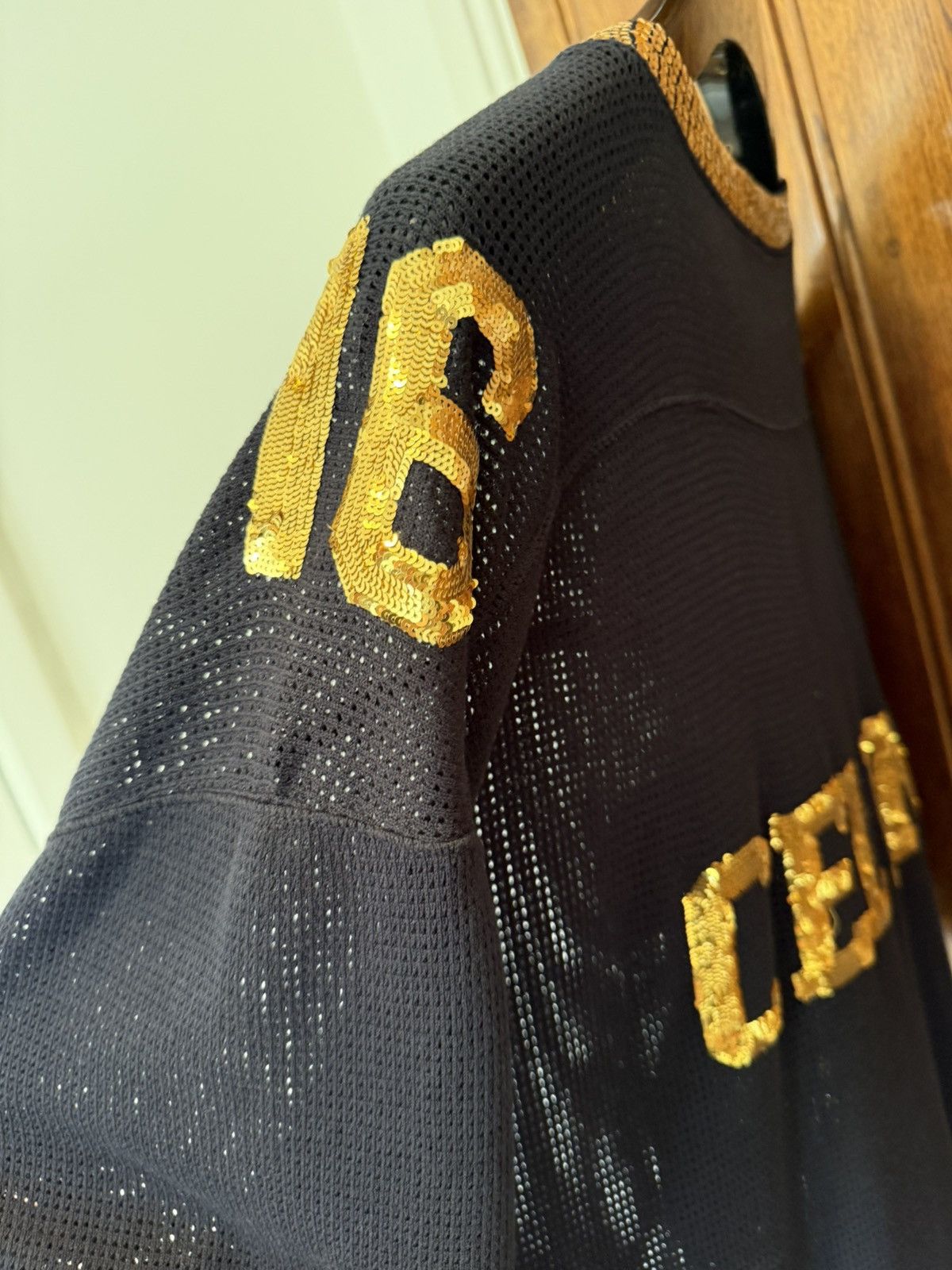 Celine $1.74k SS23 Celine 16 black gold sequin logo jersey t shirt Size US S / EU 44-46 / 1 - 13 Thumbnail