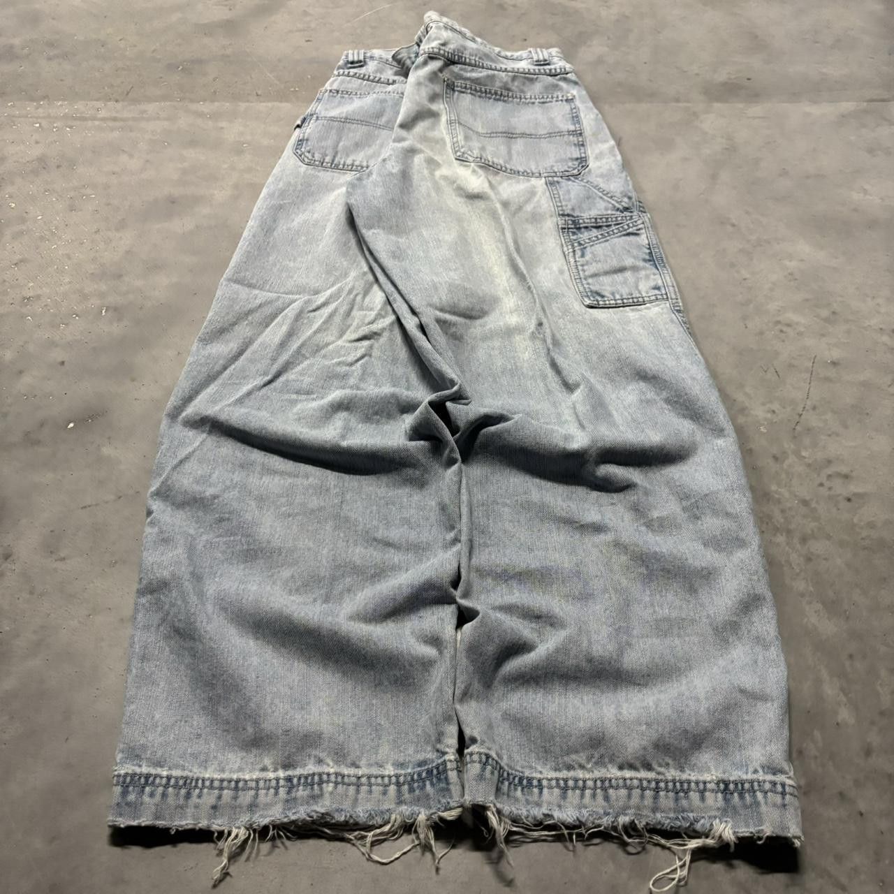 Japanese Brand × Vintage Crazy Vintage Y2K/2000s Baggy Light Wash Skater Distressed Carpenter Denim Jeans! Size US 34 / EU 50 - 4 Thumbnail