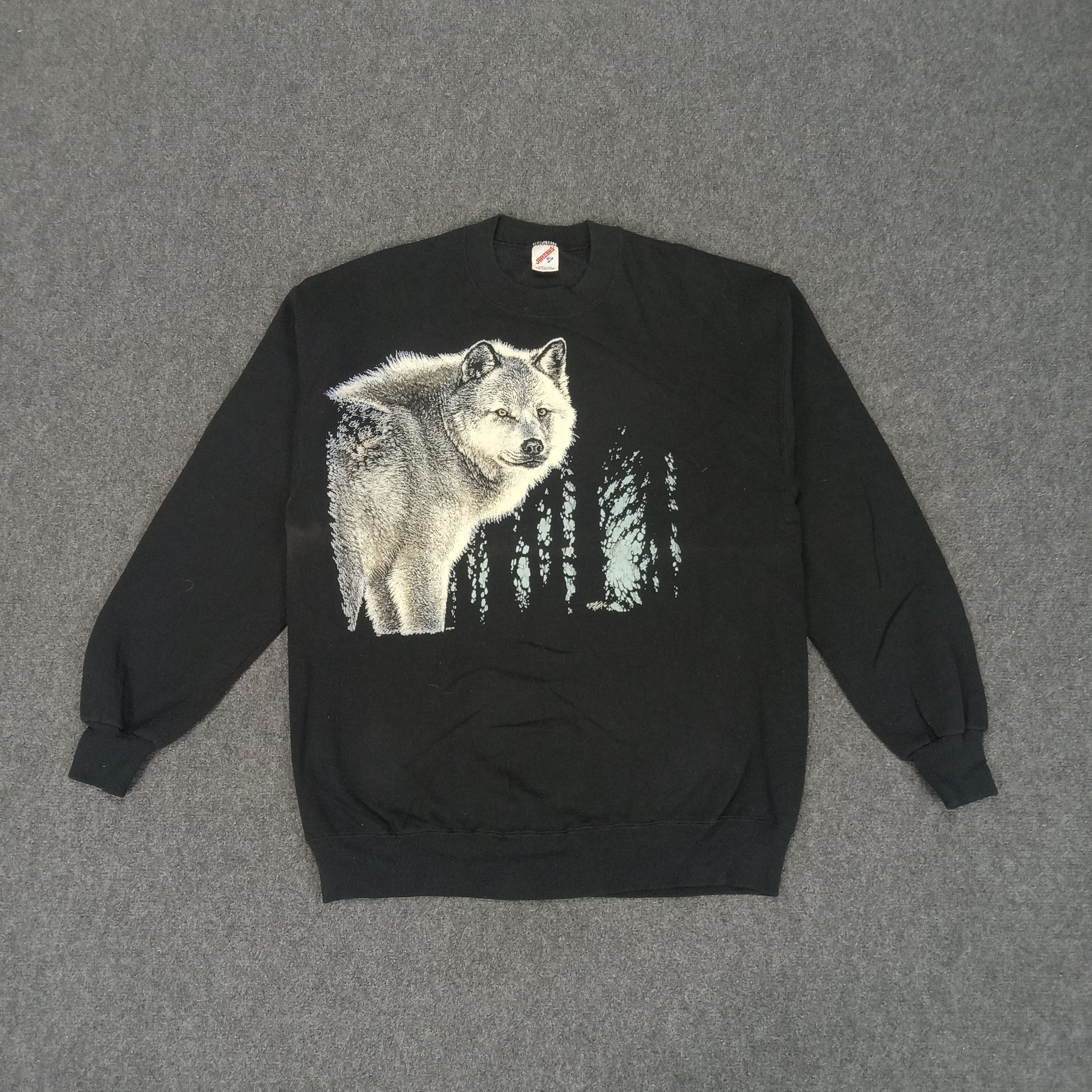 Jerzees × Vintage Wolf Habitat Winter Streetwear Style Sweatshirt Size US M / EU 48-50 / 2 - 1 Thumbnail