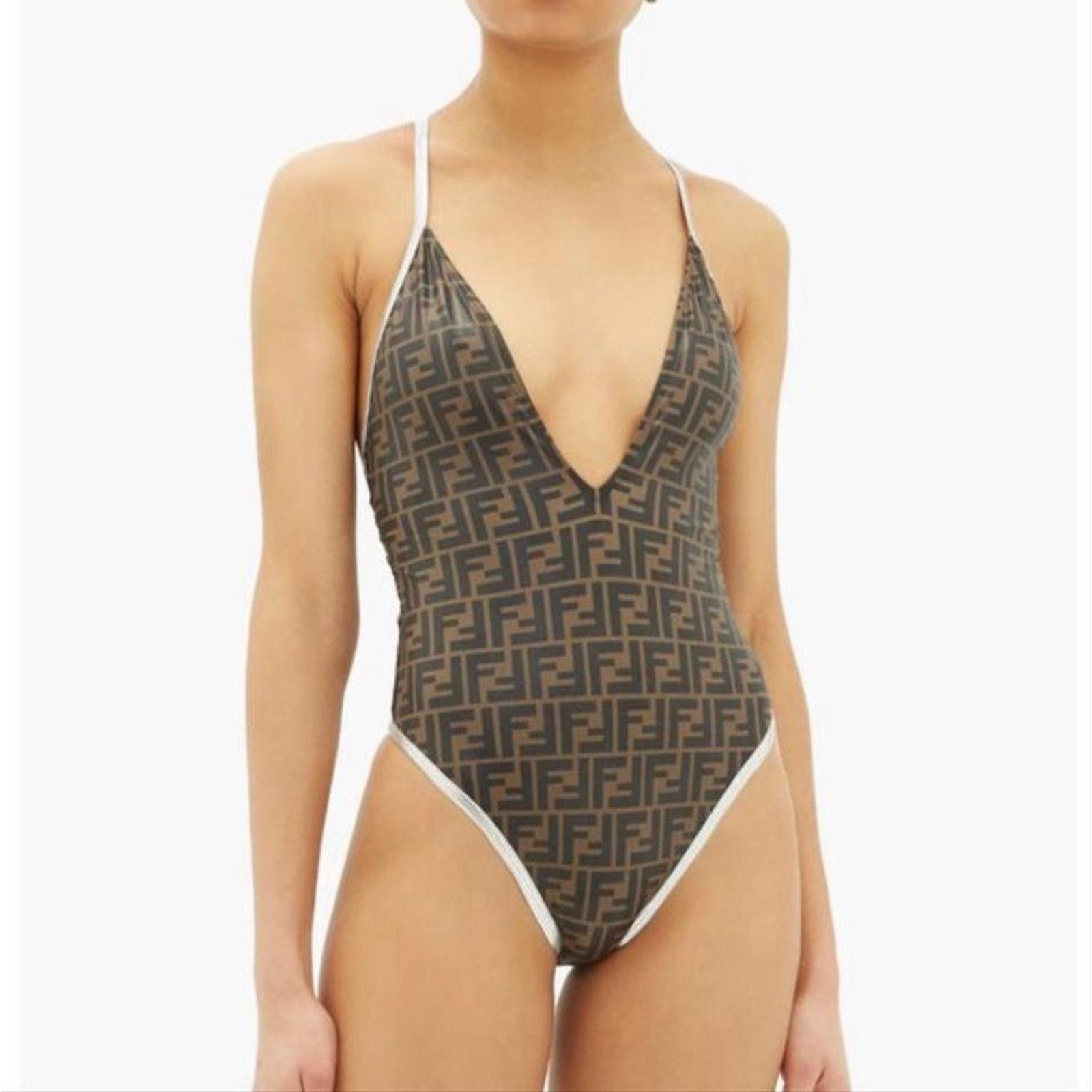 Fendi FF logo v neck swimsuit body suit Size S / US 4 / IT 40 - 3 Thumbnail