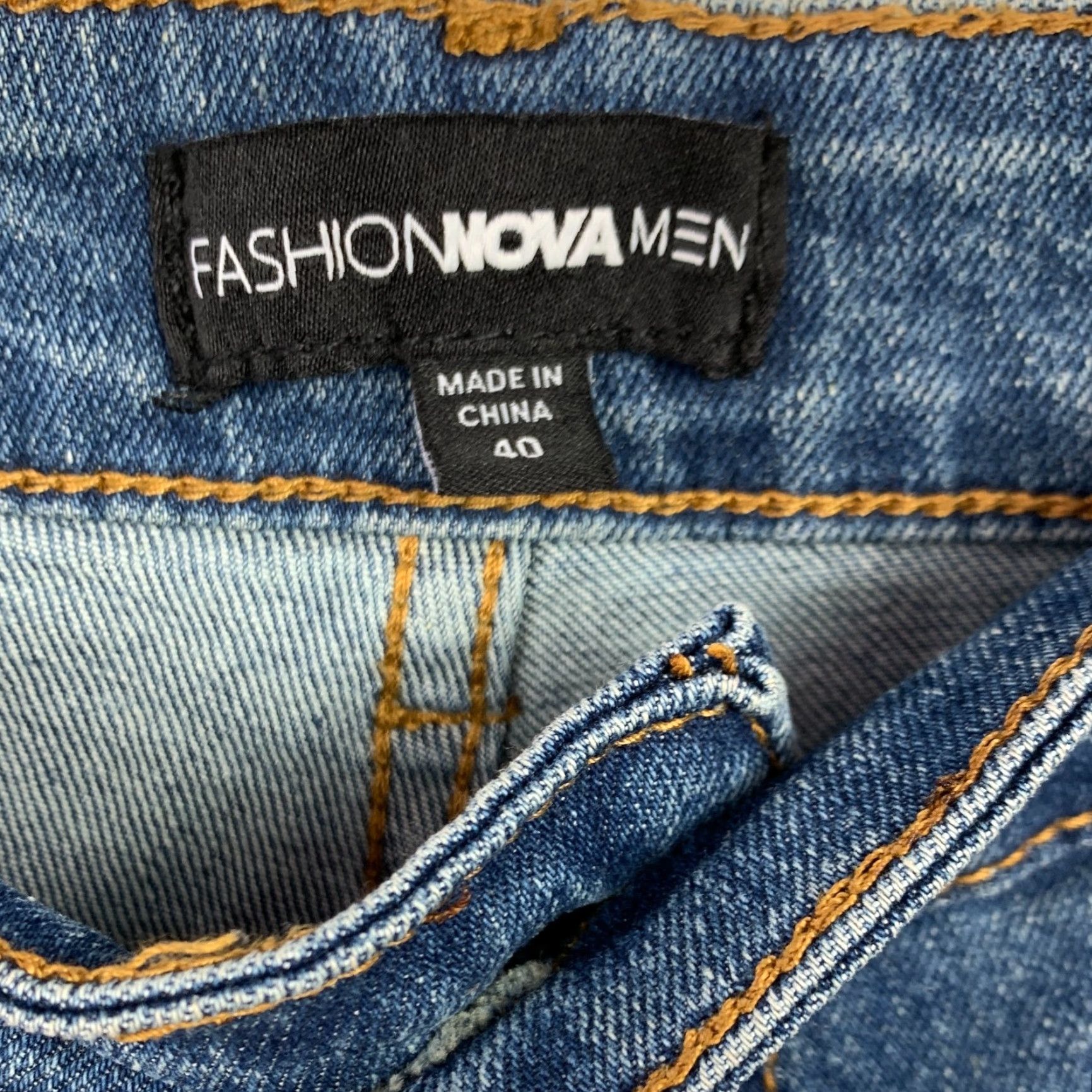 Fashion Nova Fashion Nova Men Jeans Size 40 Blue Denim Cotton Blend 98% Cotton 2% Spandex Straight Stretch Regular Inseam 31 Size US 40 / EU 56 - 3 Thumbnail