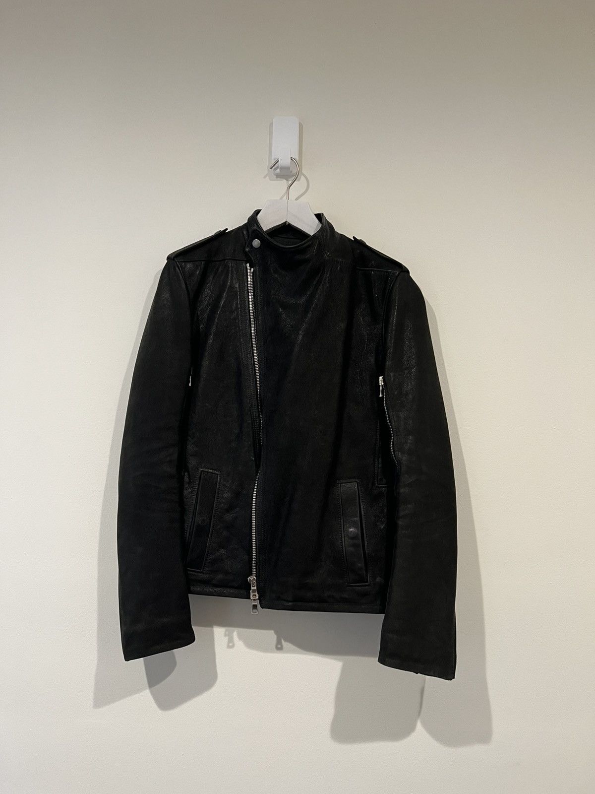 Balmain AW12 Biker Fencing Asymmetric Paneled Leather Jacket (50) Size US M / EU 48-50 / 2 - 1 Thumbnail