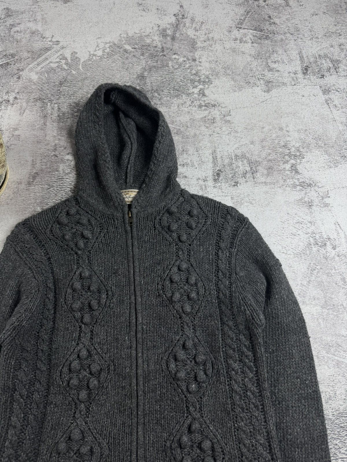 Burberry Thomas Burberry Women’s Gray Cable Knit Linen Wool Small Sweater Hoodie Cardigan Size S / US 4 / IT 40 - 6 Thumbnail