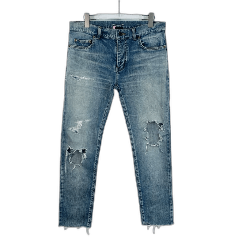 Saint Laurent Paris Saint Laurent Blue Distressed Denim Pants Size 32-2507 Size US 32 / EU 48 - 7 Thumbnail