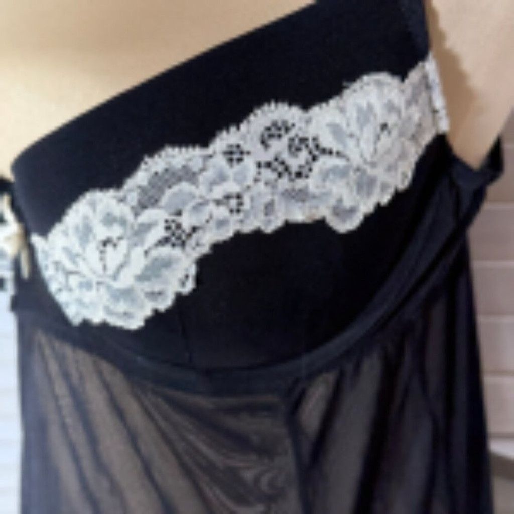 Vintage Sheer Babydoll Nightgown Lace Trim Black/White L Size L / US 10 / IT 46 - 7 Thumbnail