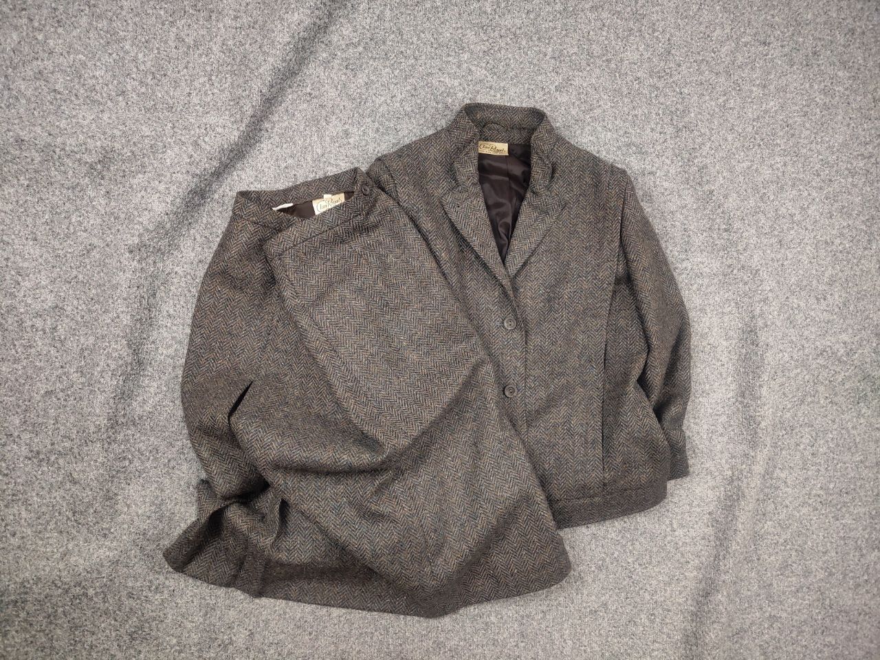Harris Tweed Clan Royal Vintage 80's Tweed Wool Suit Blazer jacket Skirt Size L / US 10 / IT 46 - 1 Thumbnail