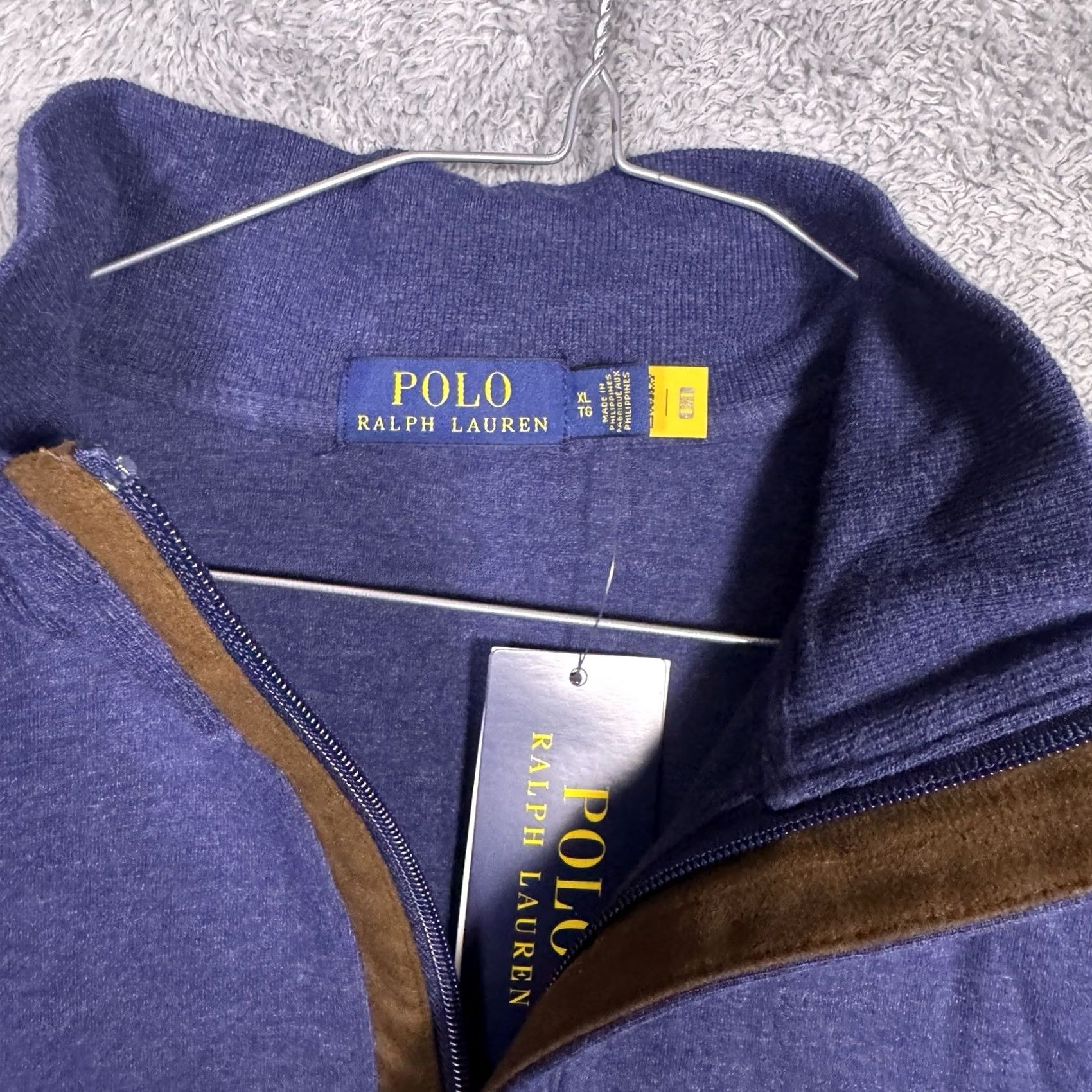 Polo Ralph Lauren Polo Ralph Lauren 1/4 Zip Mens XL Sweater Jacket Pullover Jumper Soft Blue Cotton Viscose Knit Logo Mock Neck Size US XL / EU 56 / 4 - 6 Thumbnail