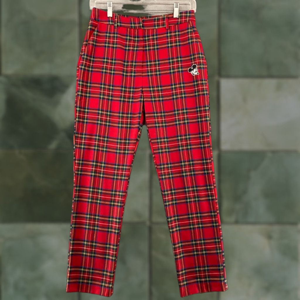 Forever 21 FOREVER 21 Disney Mens Pants Small Tartan Plaid Mickey Mouse Patch Pockets Size US 29 - 1 Thumbnail