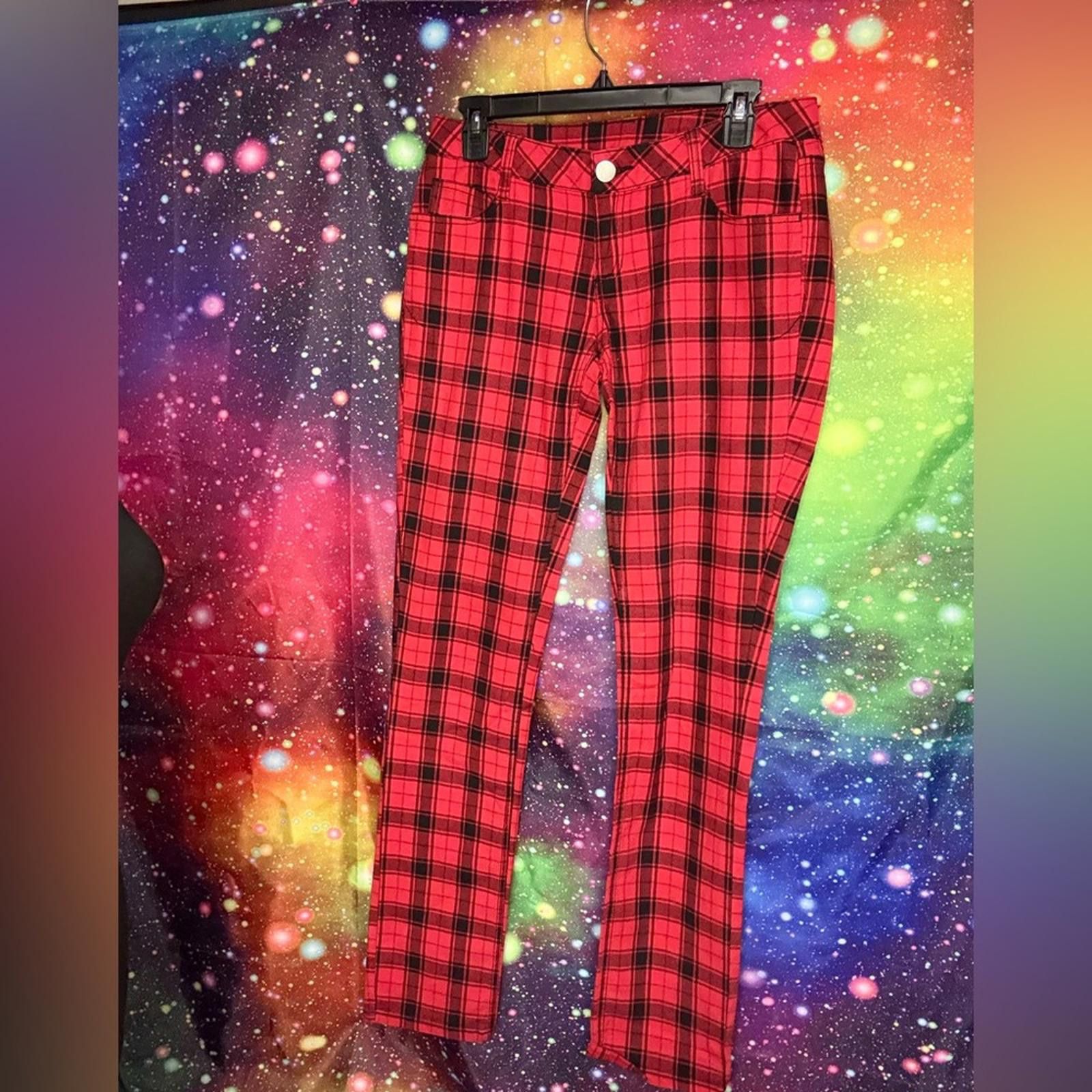 City Streets City Streets Red and Black Plaid Women Jeans Size 32" / US 10 / IT 46 - 1 Thumbnail