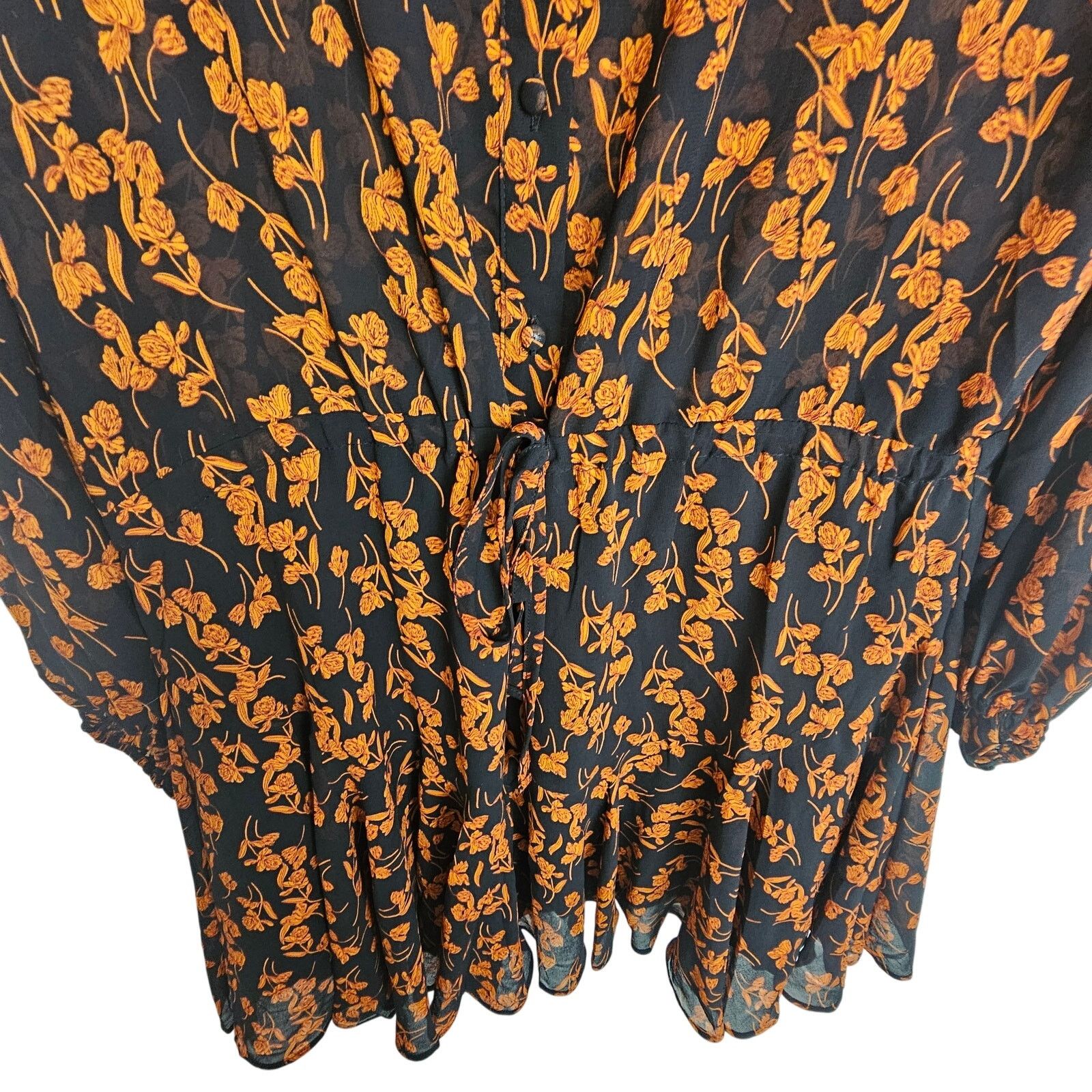 Lululemon Lulus Dress M Sashay My Way Black Floral LS Mini Dress Puff Size M / US 6-8 / IT 42-44 - 4 Thumbnail
