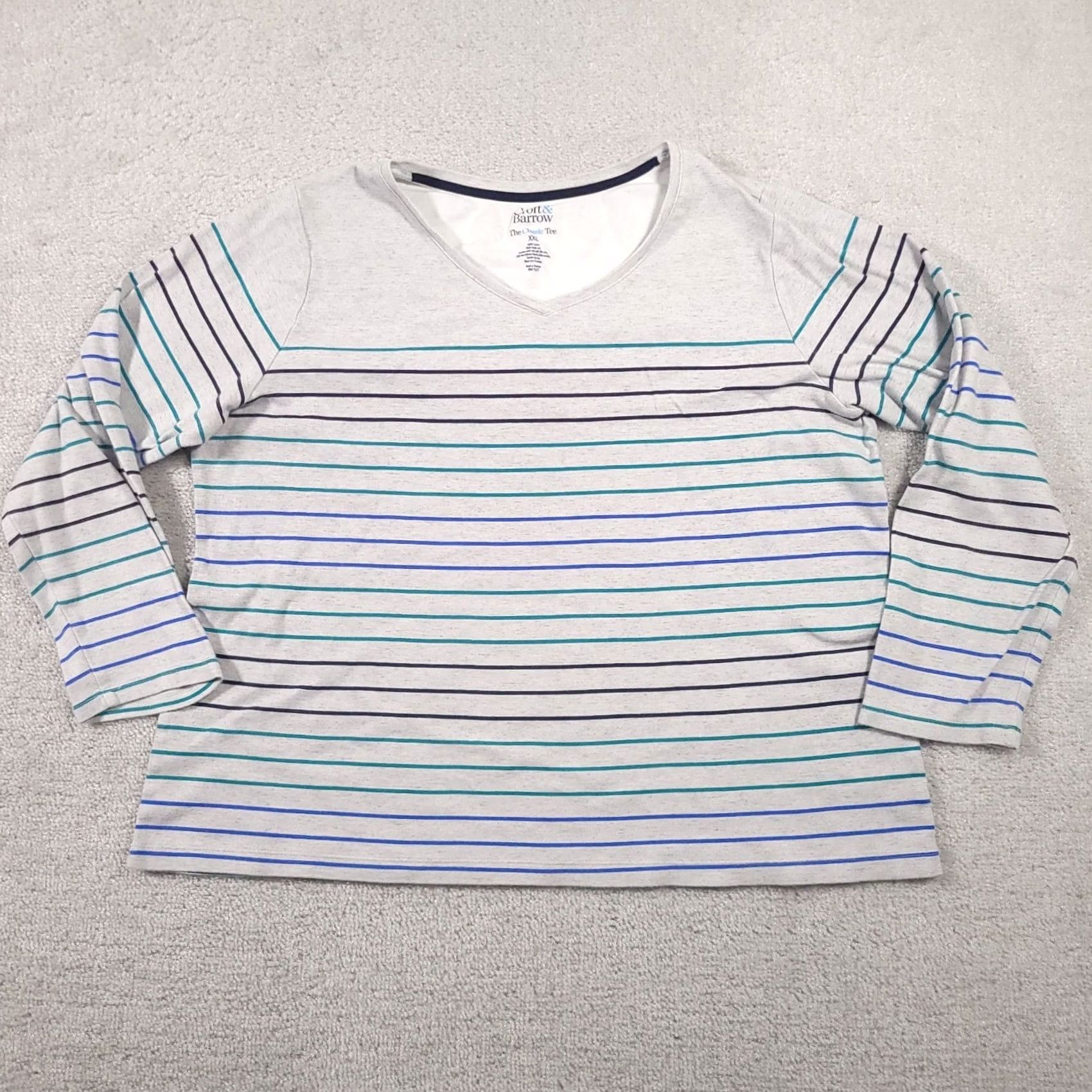 Croft & Barrow Croft & Barrow Classic Tee Shirt Women's 2X Striped Gray Pullover Long Sleeve Size XXL / US 16-18 / IT 52-54 - 2 Thumbnail