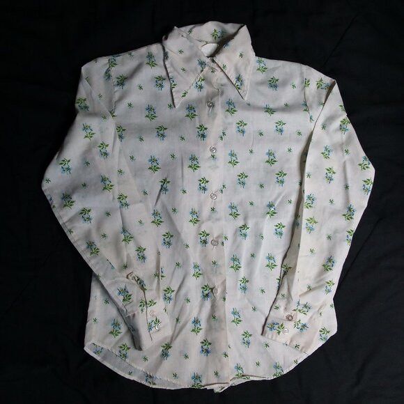 Other Vintage Shirt Accent Floral Button Shirt Blouse Size XXS / US 00 / IT 34 - 2 Thumbnail