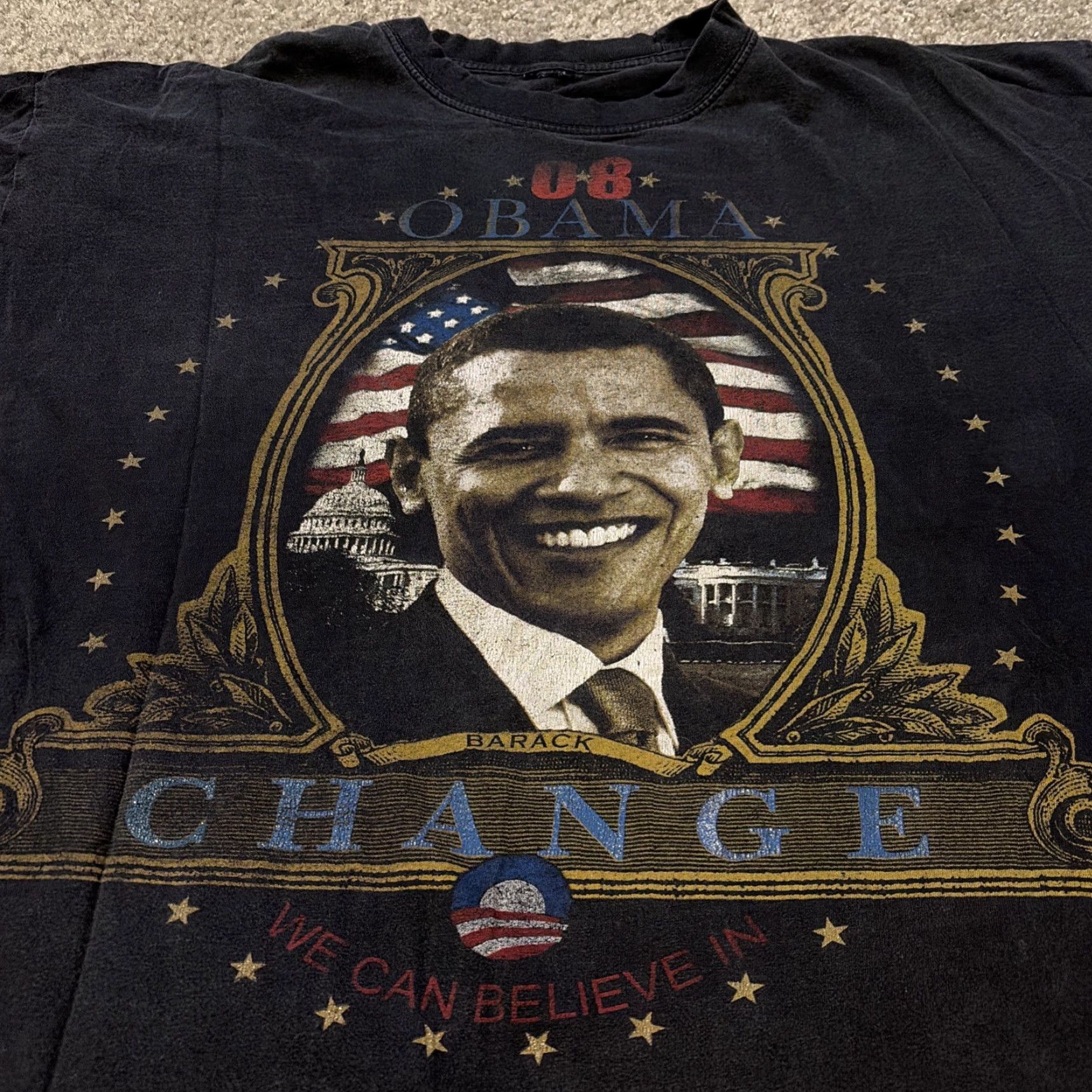 Vintage VINTAGE Barack Obama Change Black T-Shirt 3XL Men Size US XXL / EU 58 / 5 - 3 Thumbnail