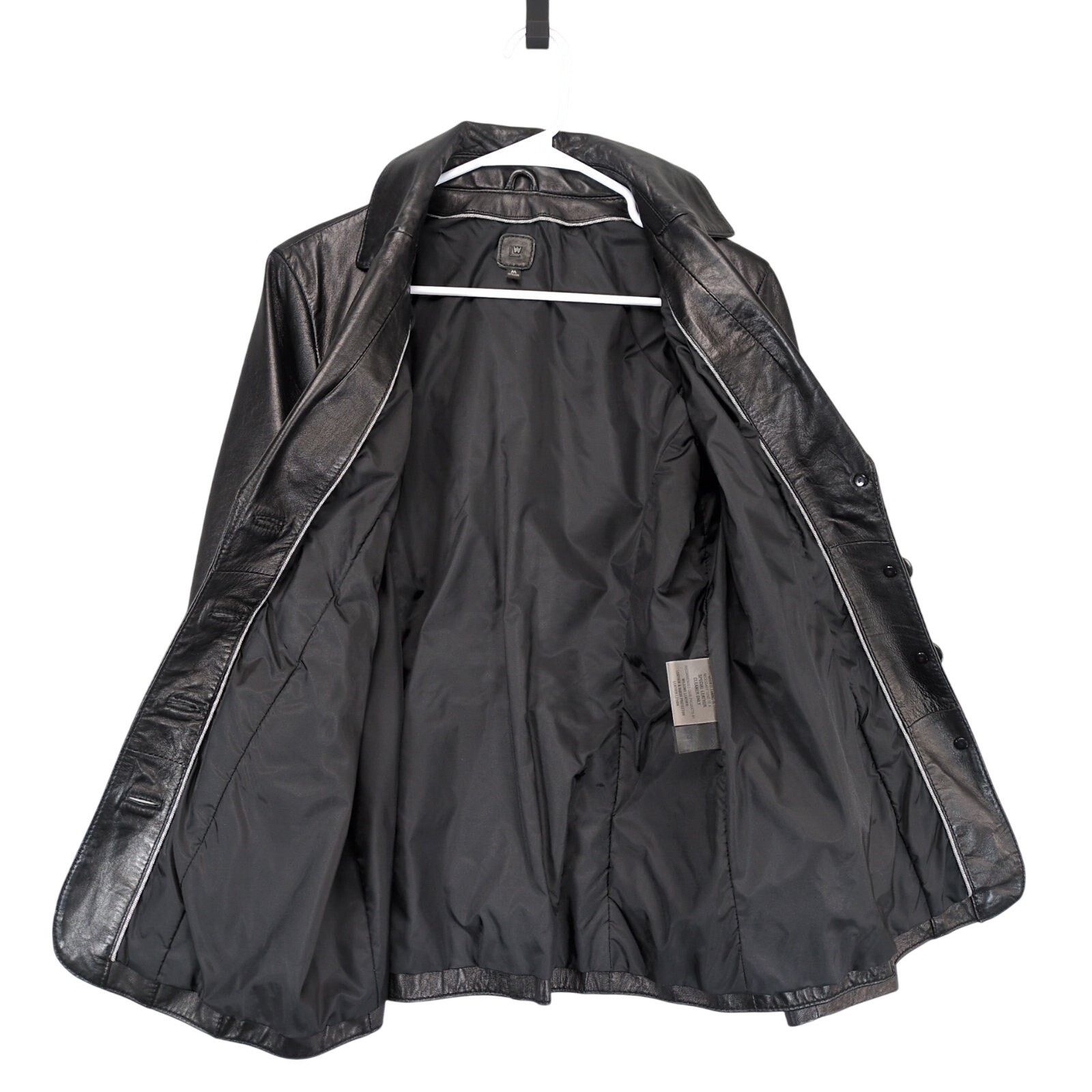 Wilsons Leather Wilson's Women's M Button Front Black Leather Jacket Size M / US 6-8 / IT 42-44 - 2 Thumbnail