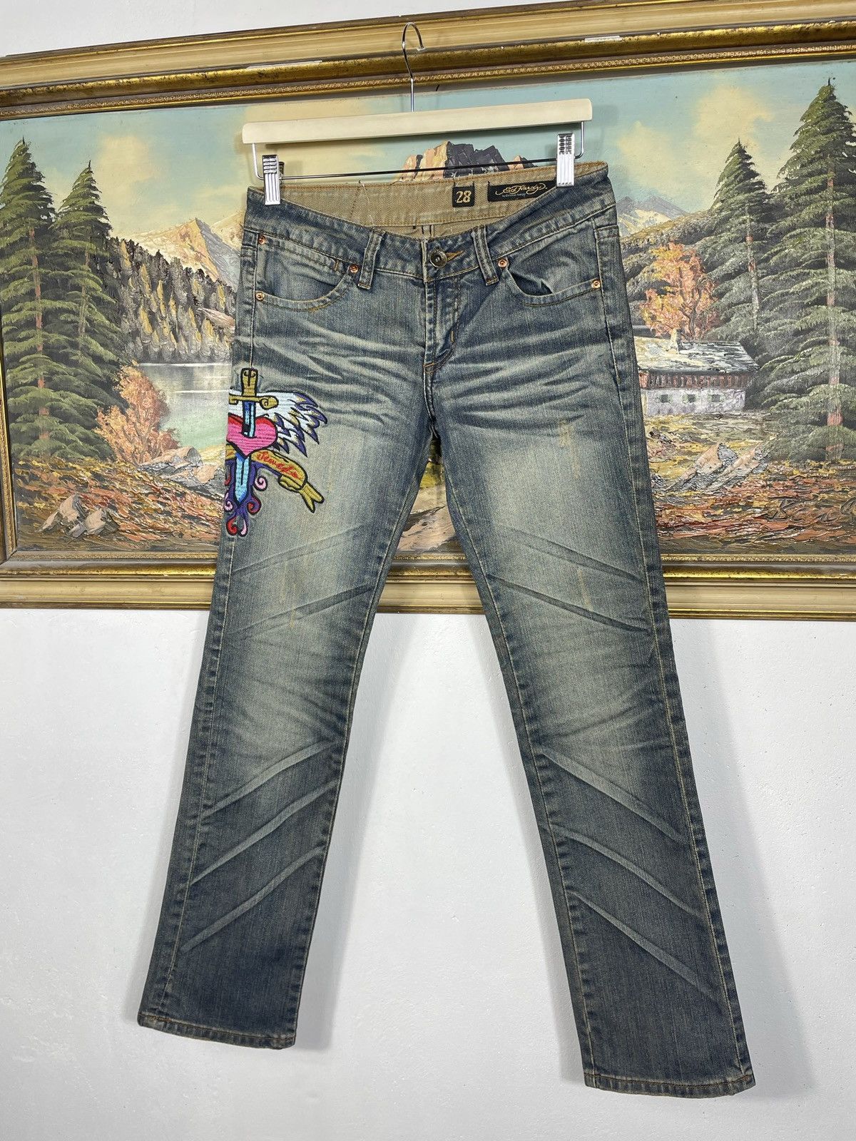 Ed Hardy Ed Hardy Vintage Y2k Washed Denim Trousers Jeans Drip Swag Size 28" / US 6 / IT 42 - 4 Thumbnail