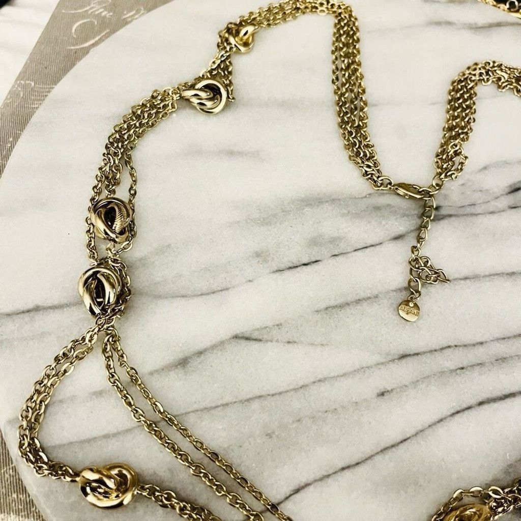 Alfani Alfani Layered Chain Necklace Gold Toned Metal Knot Accent Size ONE SIZE - 4 Thumbnail