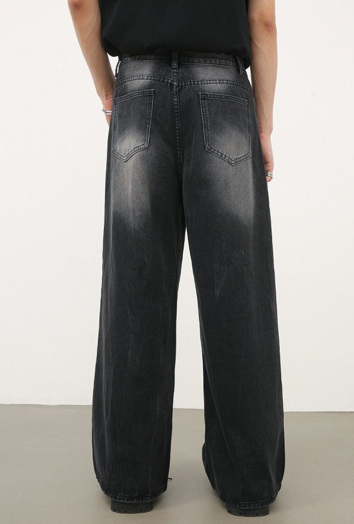 Designer × Japanese Brand Men's retro washed lightning pattern loose straight jeans Size US 32 / EU 48 - 6 Thumbnail