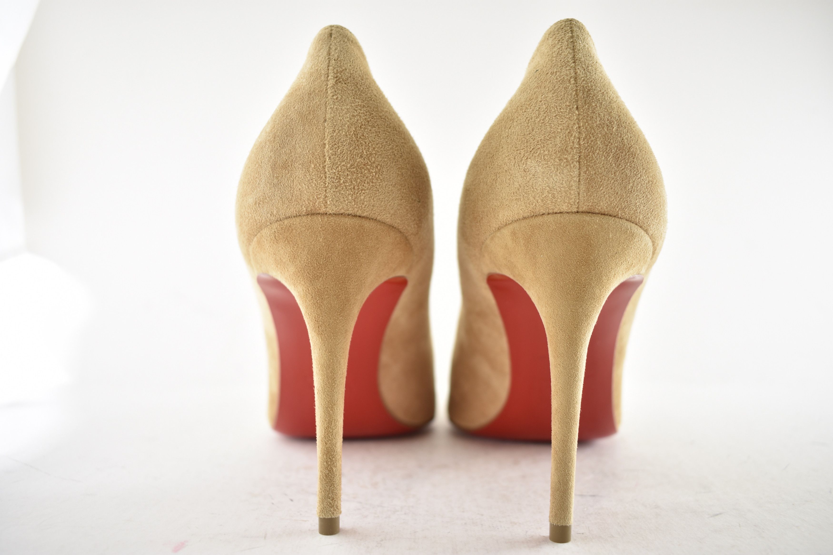 Christian Louboutin Kate 85 Lionne Beige Suede Classic Pointed Toe Heel Pump 42 Size US 12 / IT 42 - 13 Thumbnail