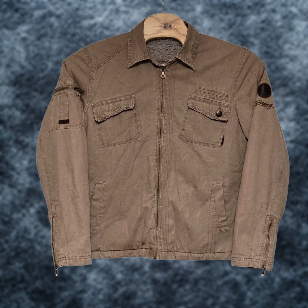 Billabong VINTAGE Billabong Jacket Military L Tan L Mens Distressed Sherpa Lined Utility Y2K Size US L / EU 52-54 / 3 - 1 Thumbnail