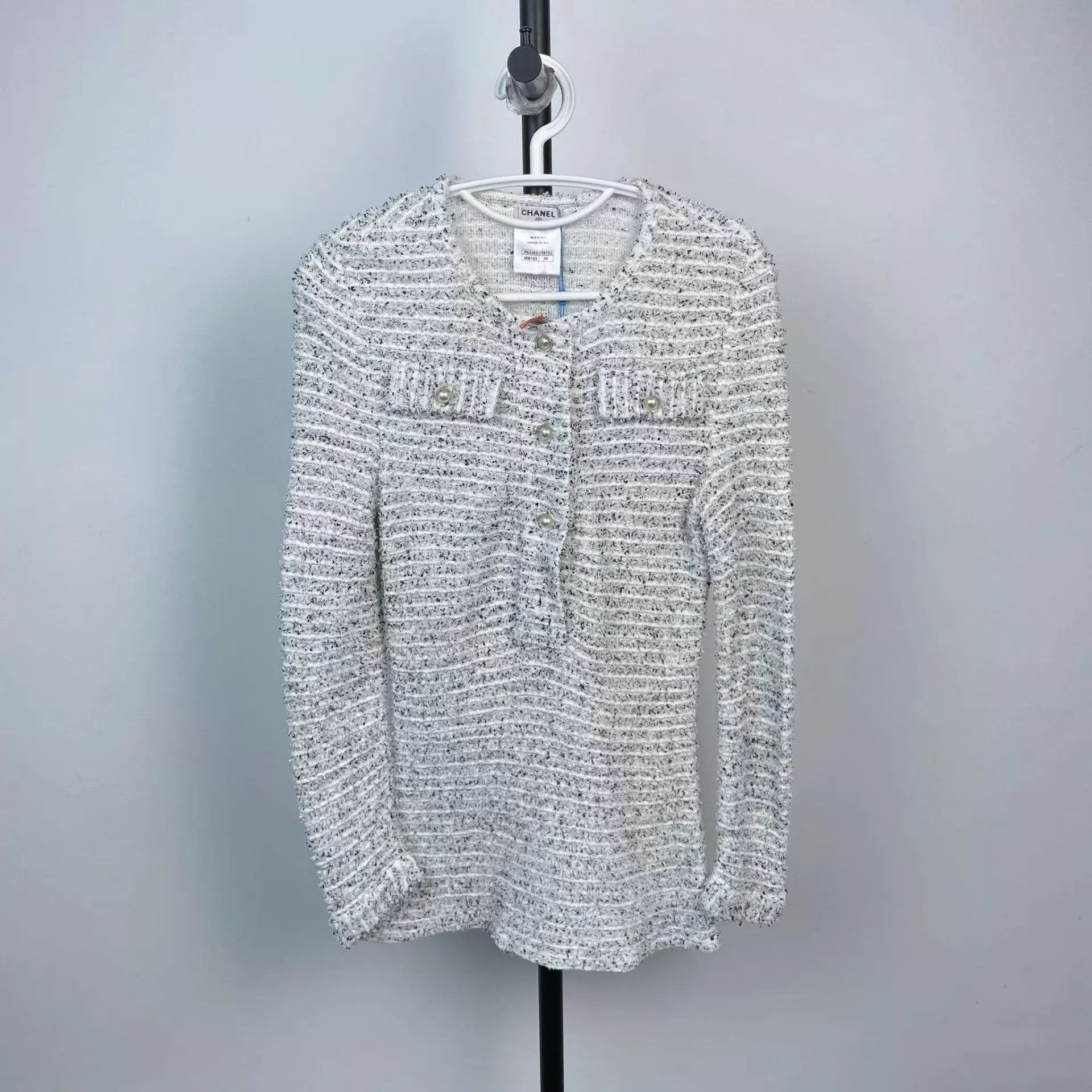 Chanel Chanel tweed tee white 38 95 New Size S / US 4 / IT 40 - 1 Thumbnail