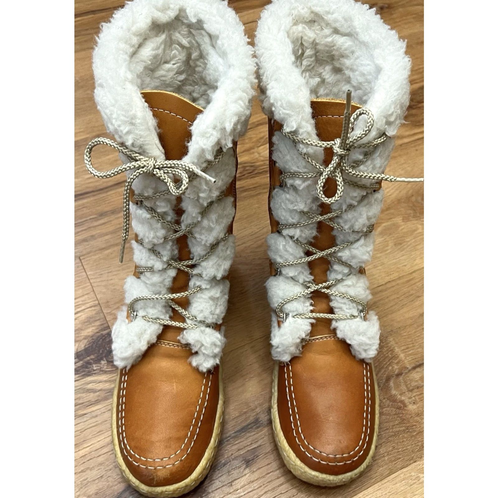 Vintage VINTAGE Cabela's Boots Leather Shearling Moccasin Snow Winter Brown Women's Size 9 Pair Lined Canada Size US 9 / IT 39 - 6 Thumbnail