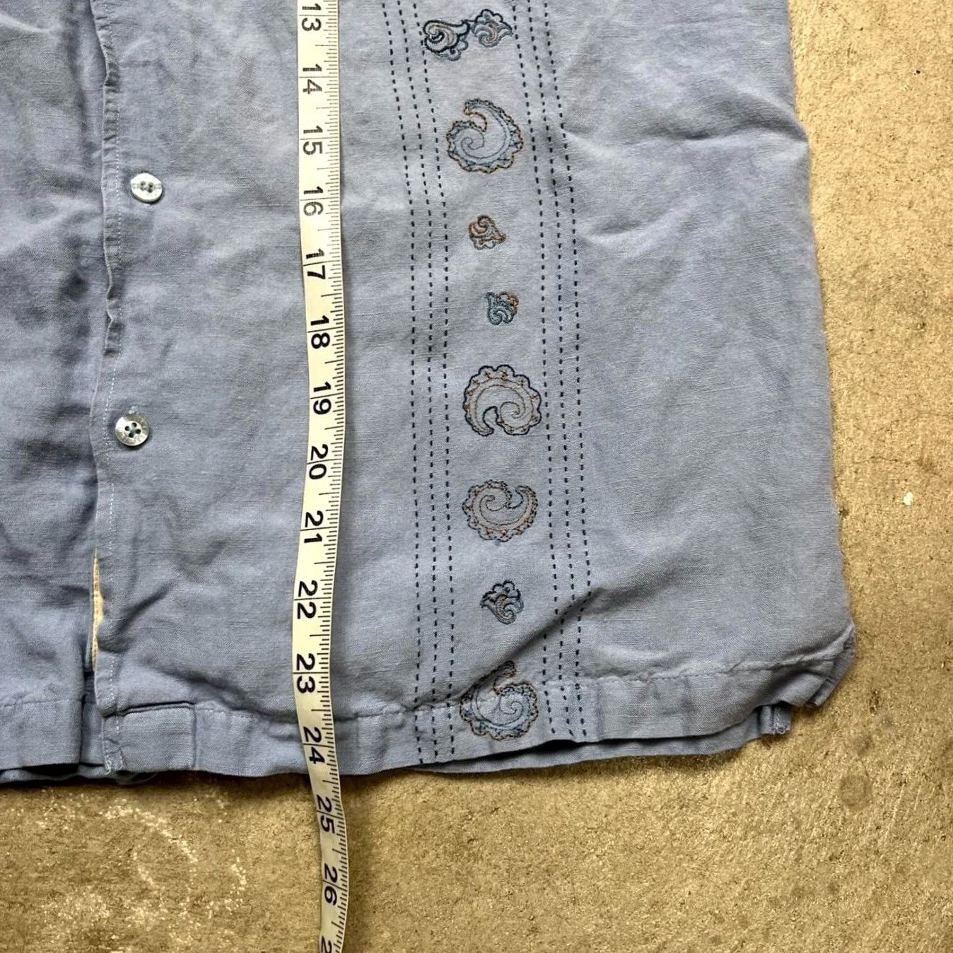 Cubavera Cubavera Button Up Linen Shirt - M - Blue - Regular - Stitching Size US M / EU 48-50 / 2 - 4 Thumbnail