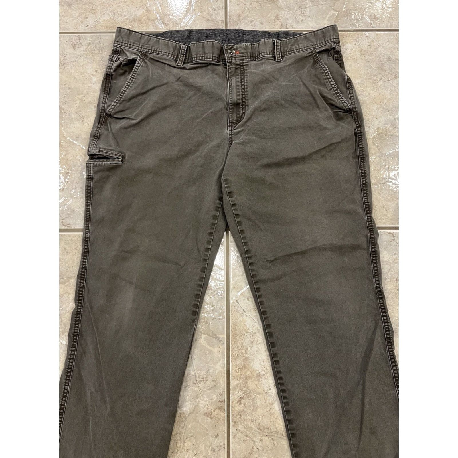 Weatherproof VINTAGE Weatherproof Mens 40X30 Pants Straight Leg Chino Dark Olive Green Cotton Blend Stretch casual Workwear Size US 40 / EU 56 - 7 Thumbnail