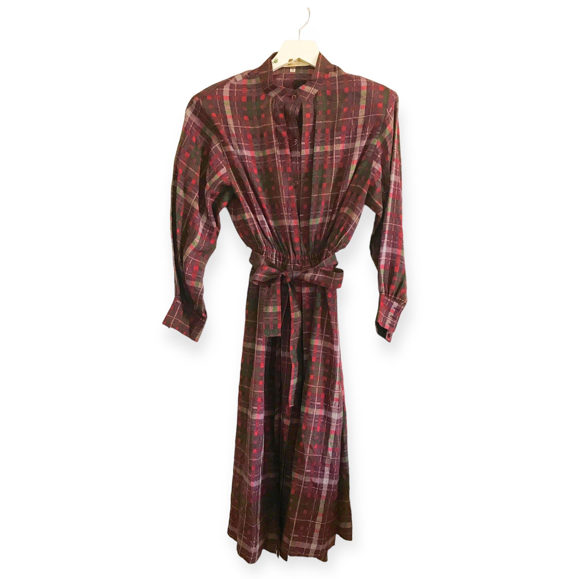Other 1980s Christian Aujard Plaid Silk Midi Dress Made in Italy Size S / US 4 / IT 40 - 2 Thumbnail