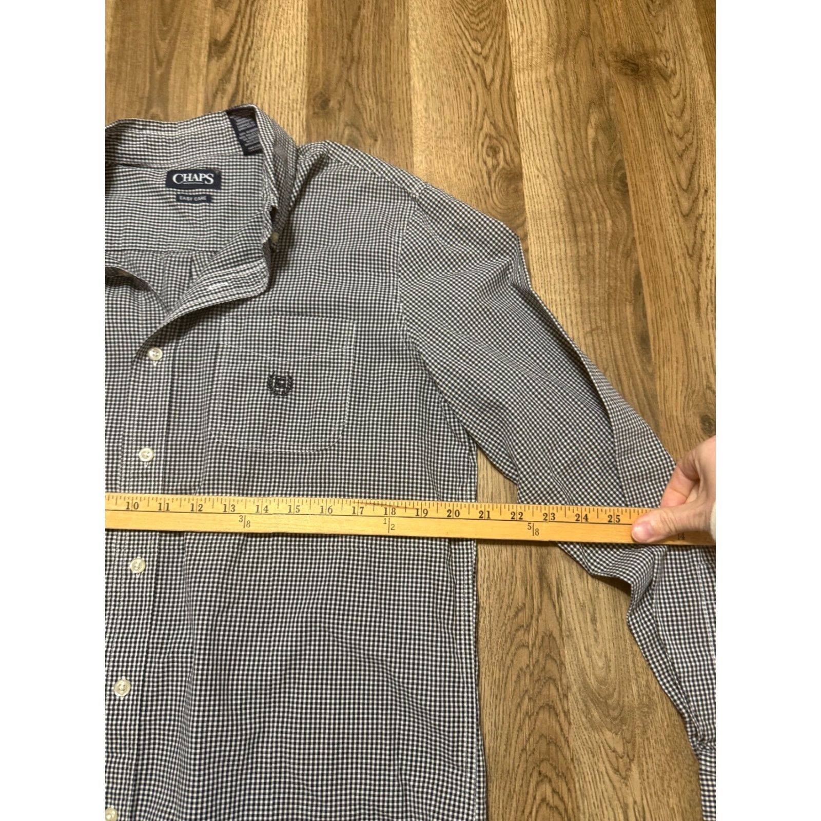 Chaps CHAPS Shirt Men's M White Black Checkered Long Sleeve Button-Up Easy Care Shirt Size US M / EU 48-50 / 2 - 7 Thumbnail