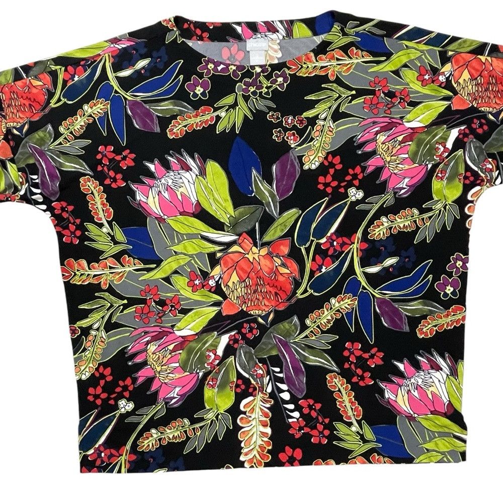 Chicos Chico's Easy Chic Floral-Print Relaxed Top Size 2 US L Size L / US 10 / IT 46 - 6 Thumbnail