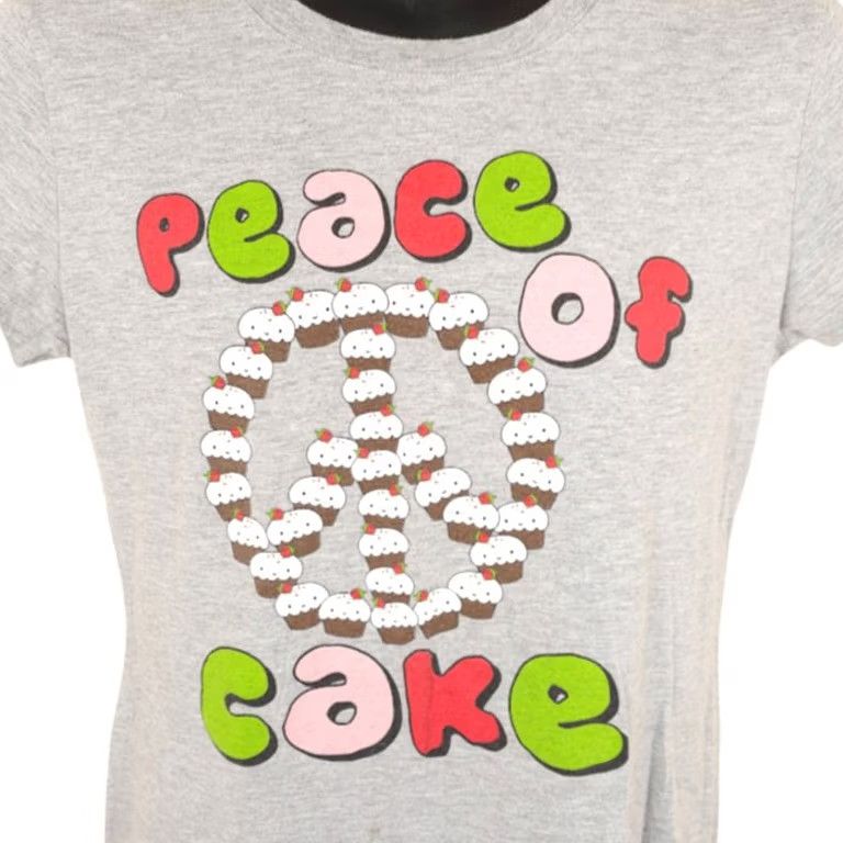 Vintage Drumline Peace Of Cake T Shirt Junior Womens 2XL Gray Crew Neck Short Sleeve Cotton Blend Size XXL / US 16-18 / IT 52-54 - 2 Thumbnail