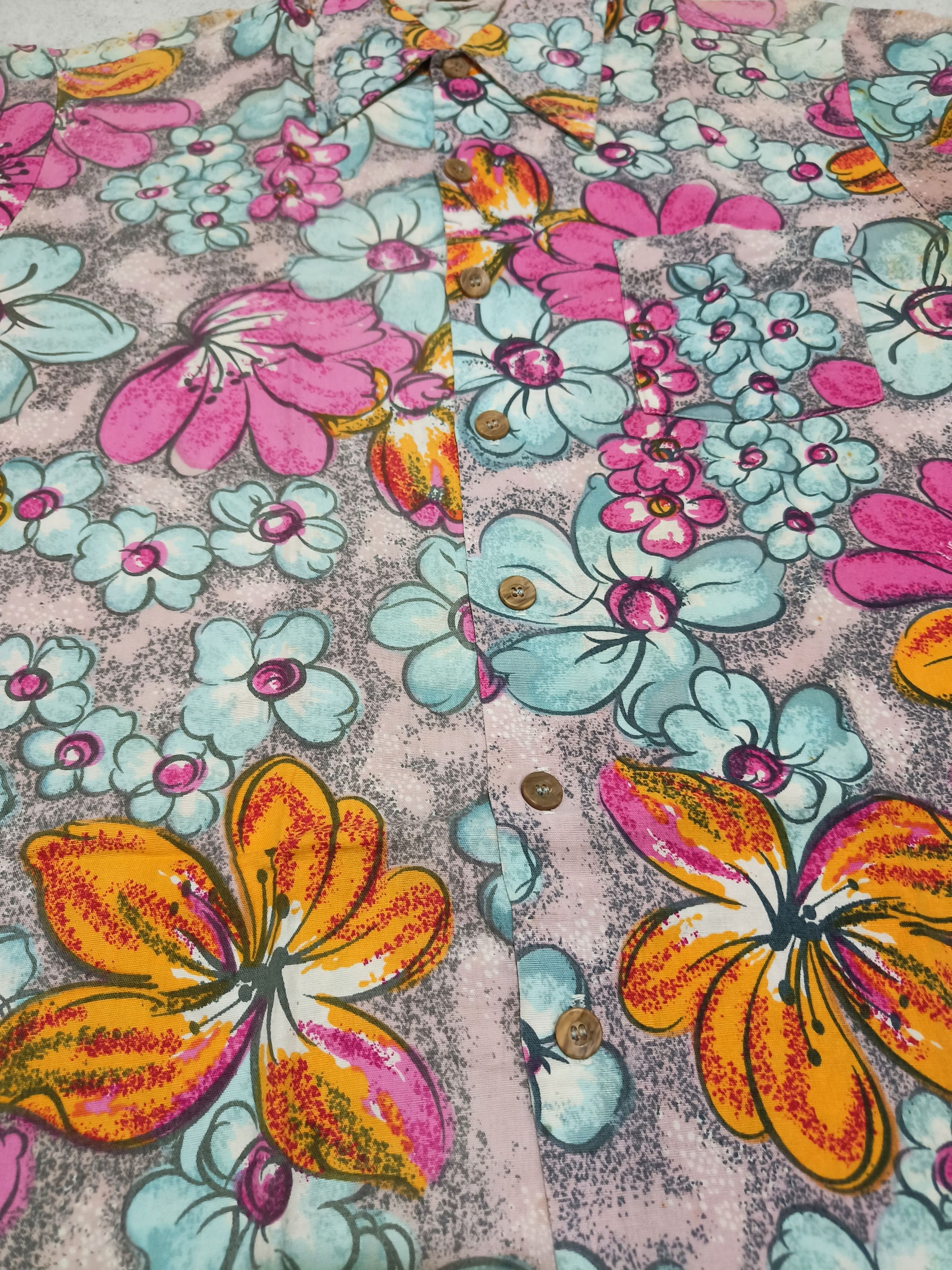Vintage Beautiful Vintage 50s K Mart Floral Hawaiian Aloha Shirt Size US M / EU 48-50 / 2 - 3 Thumbnail