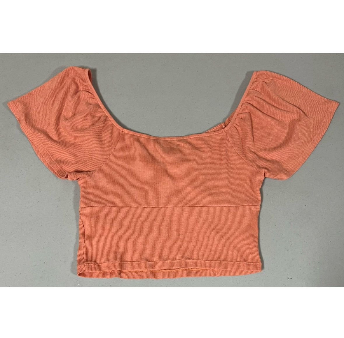 American Eagle Outfitters Orange Solid Flounce Sleeve Crop Top Shirt Blouse Size S 🍊✨ Size S / US 4 / IT 40 - 5 Thumbnail
