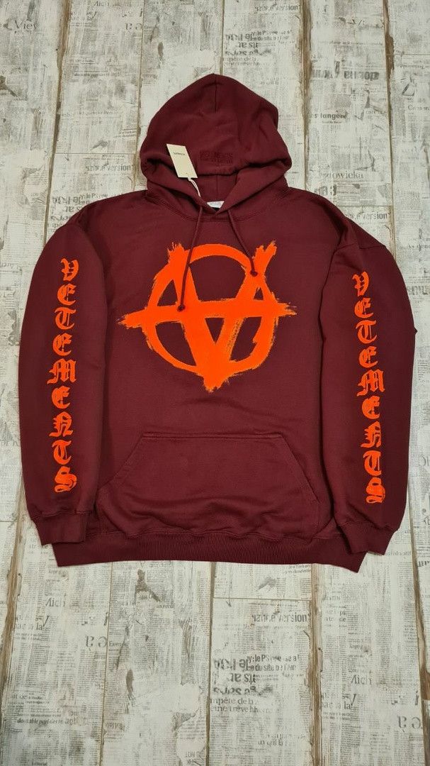 Vetements Vetements Anarchy Burgundy Oversize Hoodie Size US M / EU 48-50 / 2 - 3 Thumbnail
