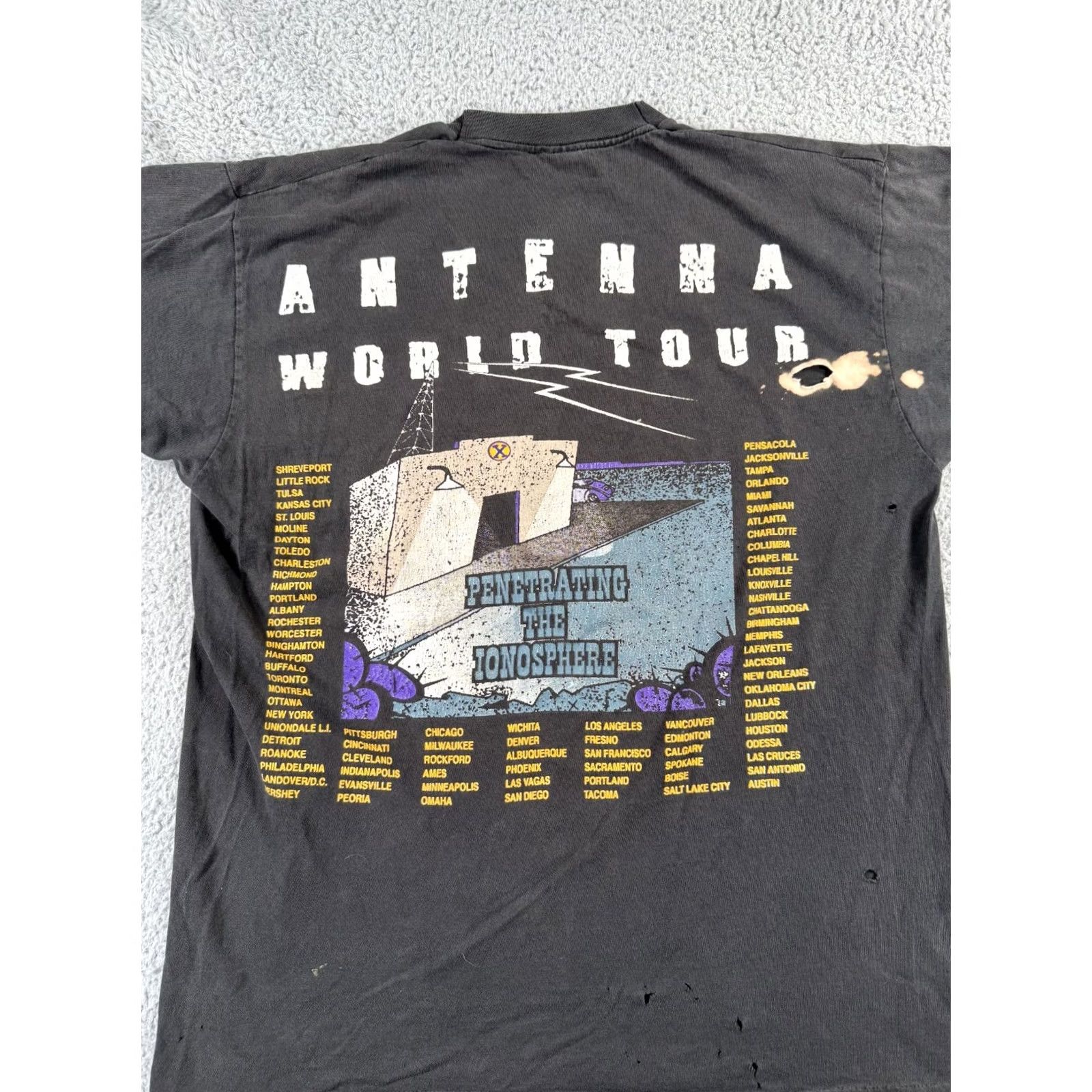 Fruit Of The Loom Vintage ZZ Top Antenna Shirt Mens Size XL Black Band World Tour 90s Distressed Size US XL / EU 56 / 4 - 6 Thumbnail