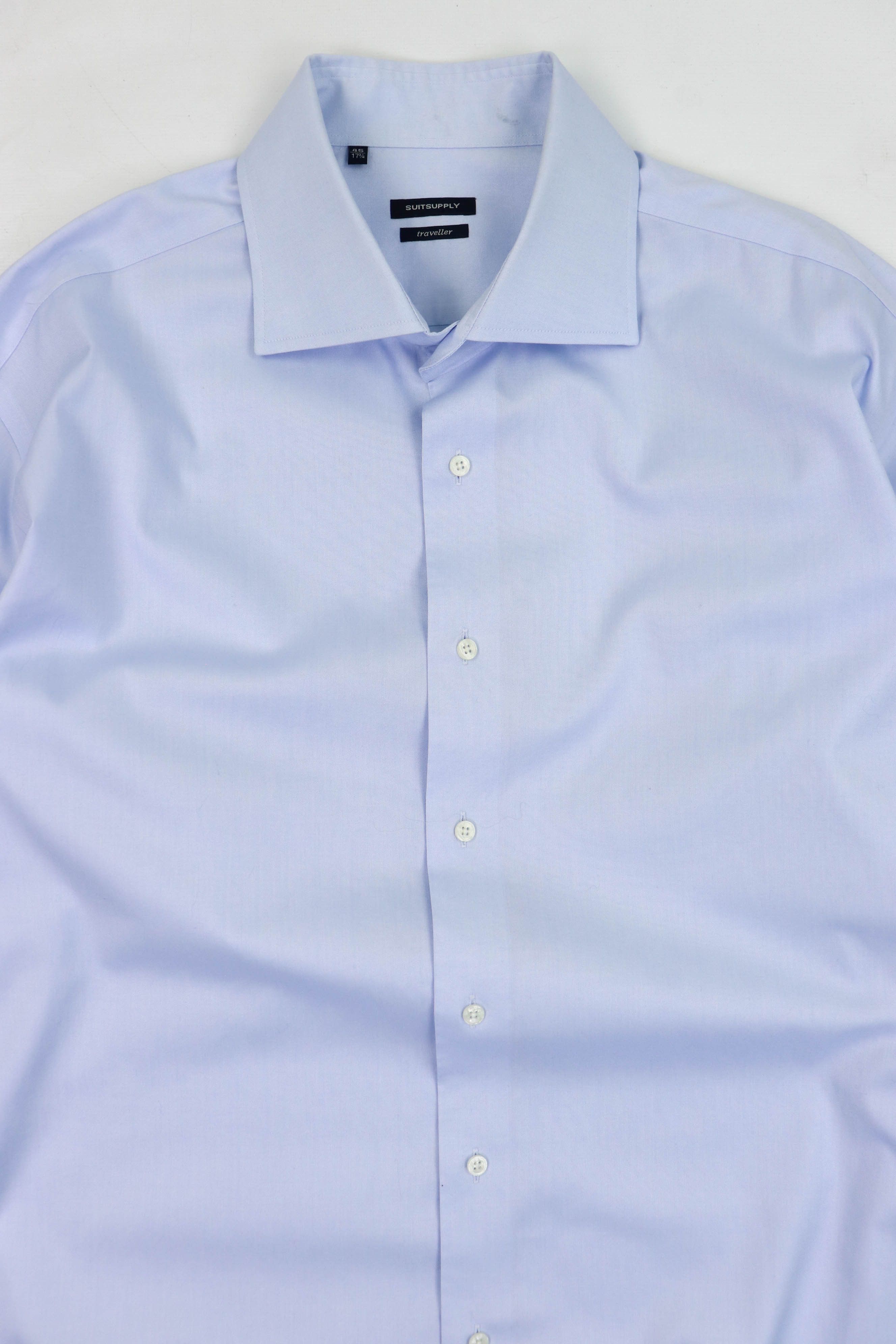 Suitsupply Suitsupply Light Blue Pure Cotton Slim Fit Traveller Shirt Size US XXL / EU 58 / 5 - 3 Thumbnail