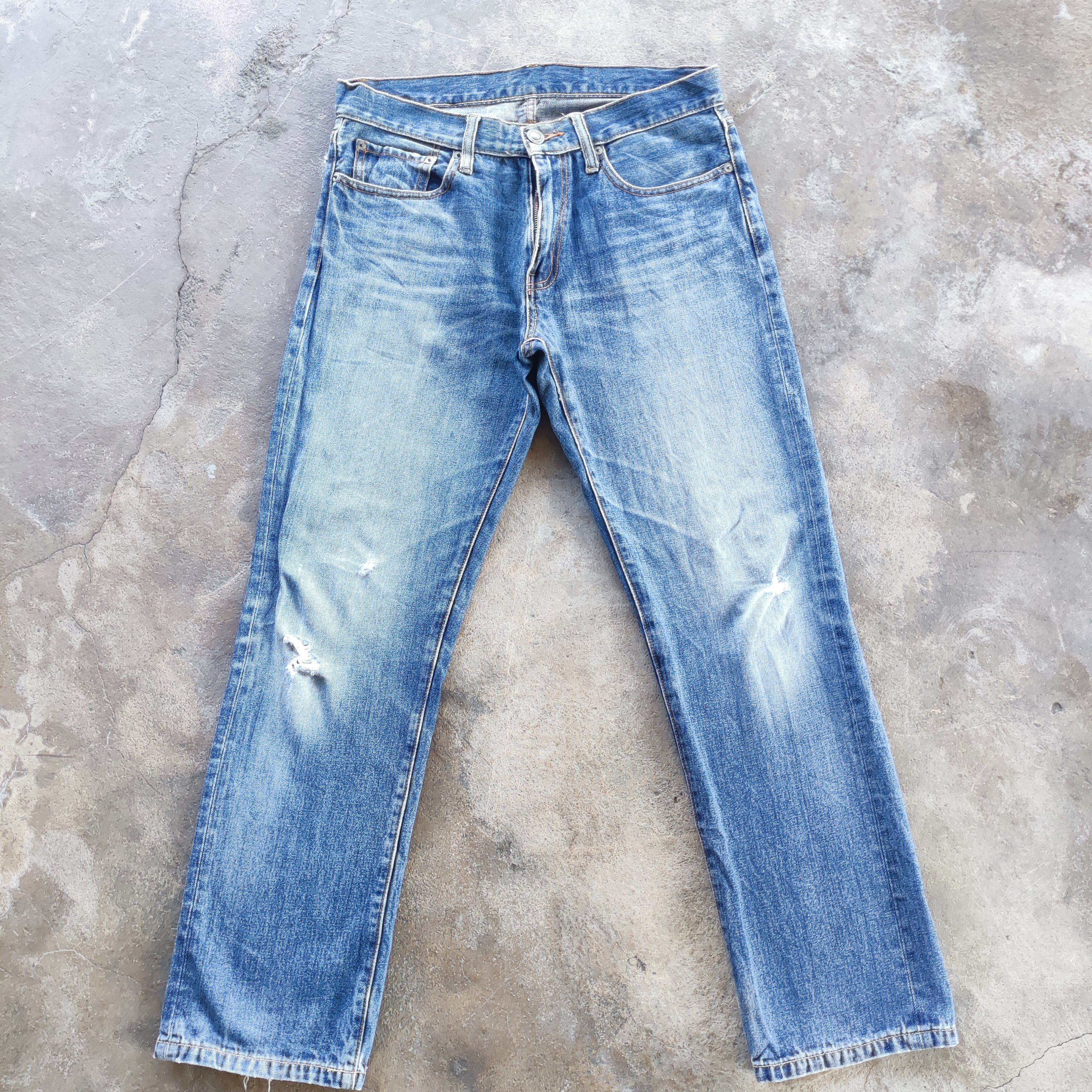 Vintage Japanese Brand Slim Jeans Distressed Faded Pants