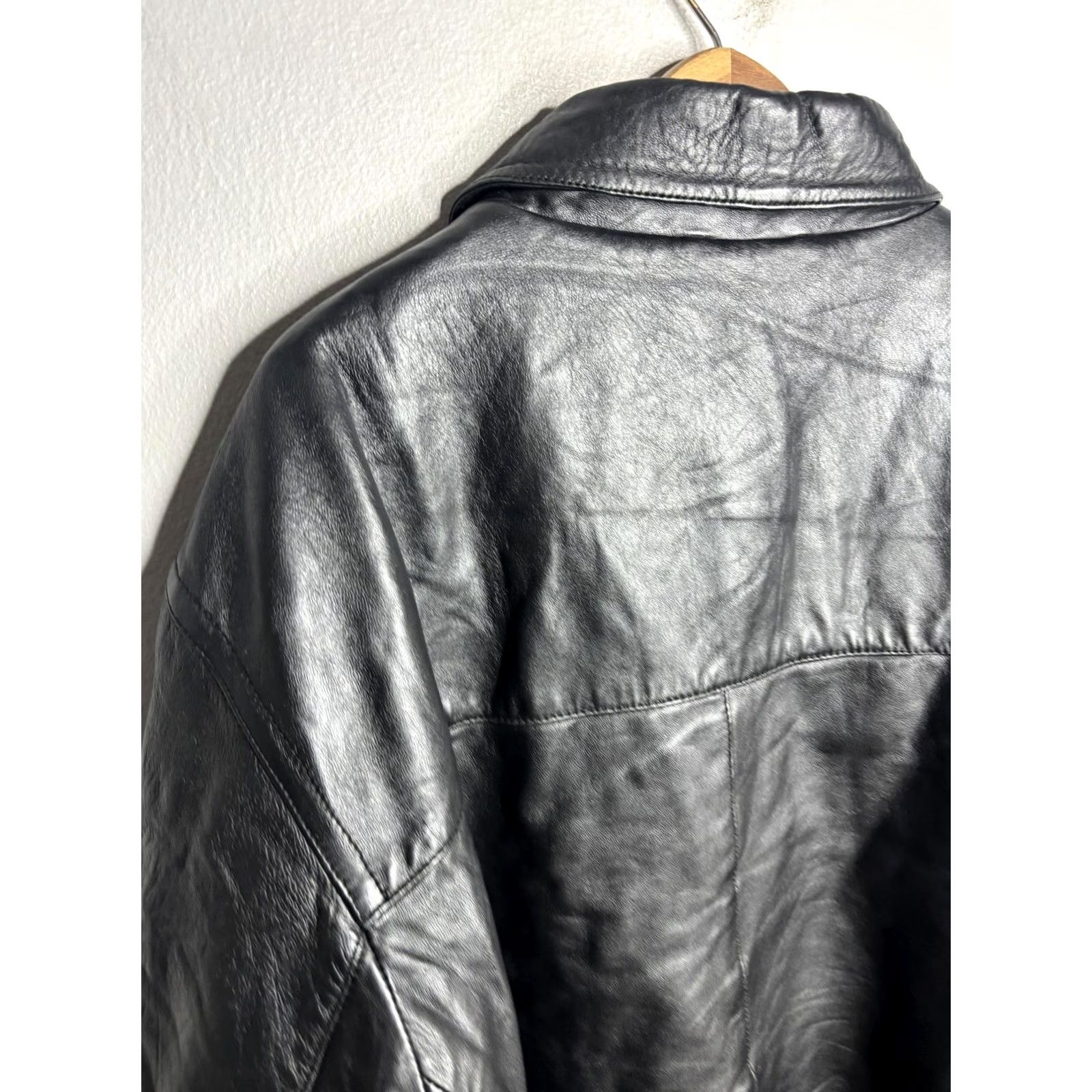 Perry Ellis Perry Ellis Portfolio Mens Leather Bomber Jacket 2XL Black Zip Lined Collared Full Zip Pockets Holiday Casual Fall Winter Size US XXL / EU 58 / 5 - 6 Thumbnail