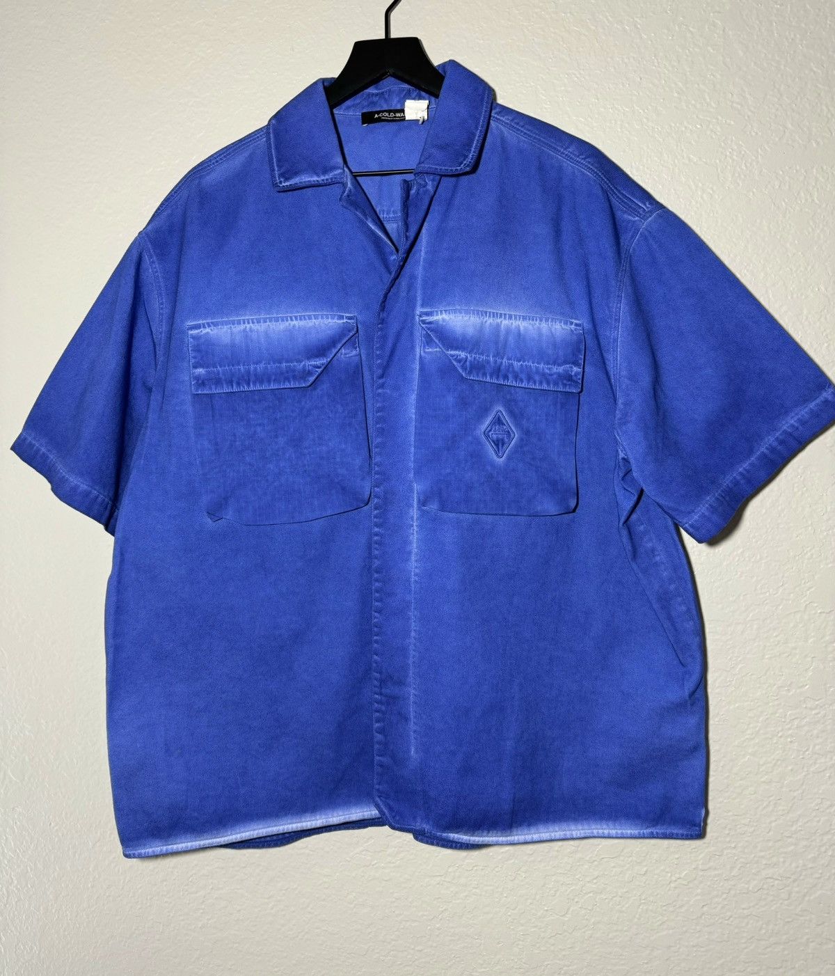 A-COLD-WALL* × Samuel Ross A Cold Wall Button Down Shirt Blue Faded Oversized Pockets Size US M / EU 48-50 / 2 - 5 Thumbnail