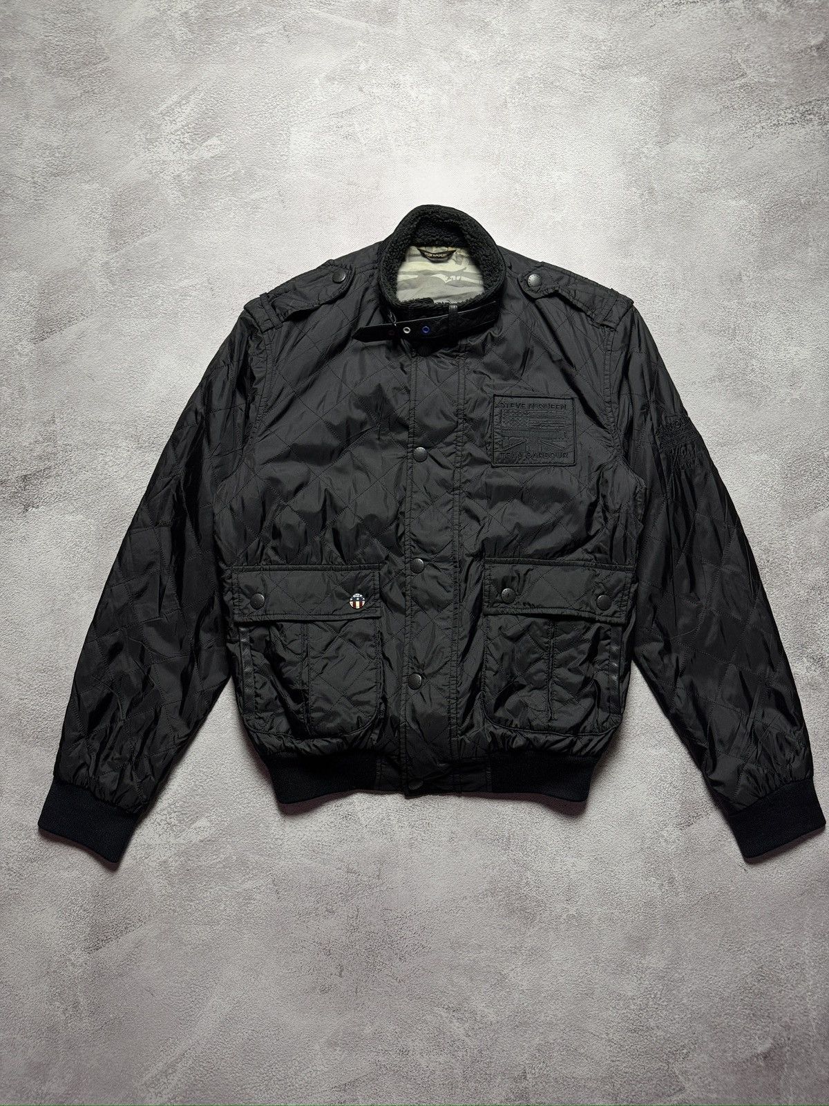 Barbour Vintage Steve McQueen-Inspired Black Quilted Bomber Jacket Size US L / EU 52-54 / 3 - 1 Thumbnail