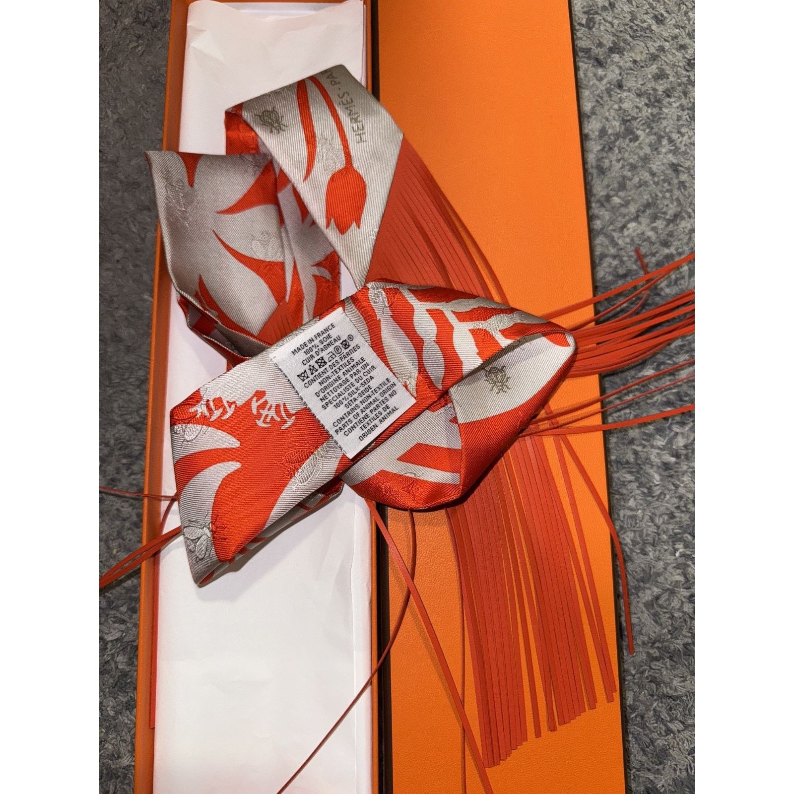 Hermes Hermes Scarf Twilly Fringe Leather Bouquet Vermillon Size ONE SIZE - 11 Thumbnail