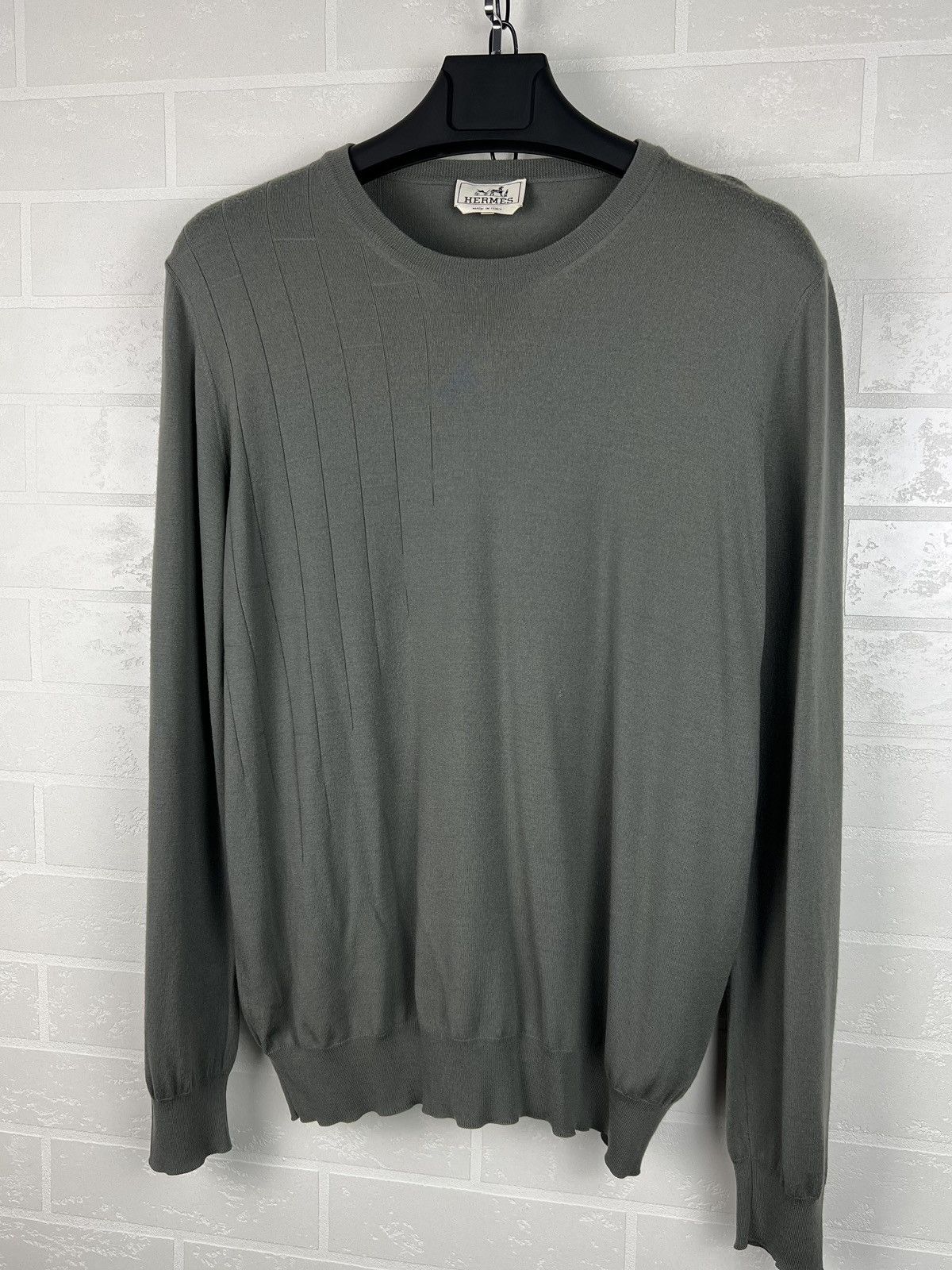 Hermes HERMES Sweater Crewneck Wool Monogram Textured H Gray Men's Size US XXL / EU 58 / 5 - 3 Thumbnail