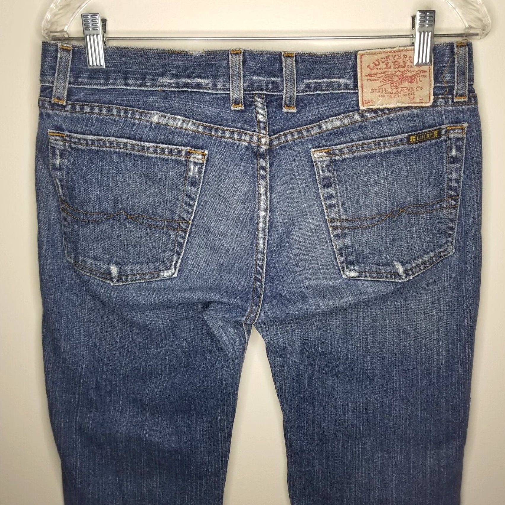 Lucky Brand VINTAGE Lucky Brand Distressed Blue Bootcut Jeans Women's Size 8 Size 30" / US 8 / IT 44 - 5 Thumbnail