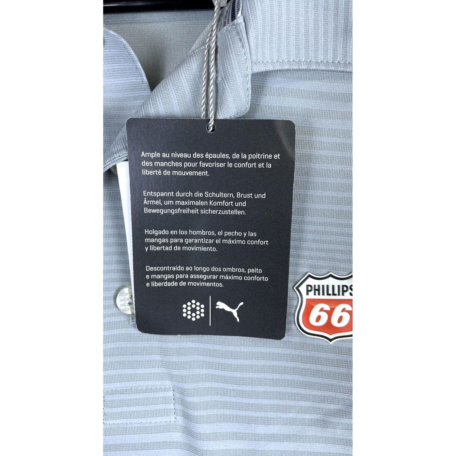 Puma PUMA Polo Shirt Mens XL Gray Stripe dryCELL Golf Performance Fit Phillips 66 Size US XL / EU 56 / 4 - 5 Thumbnail
